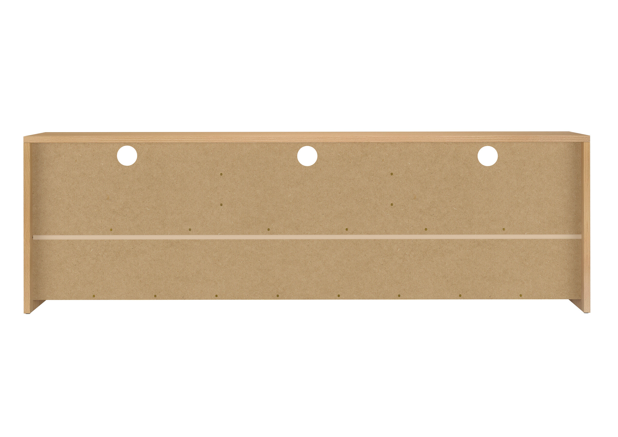 Schränkeneinheit, Korpus, Holzoptik, Lochungen, Wandmontage, Massivholzkommode aus Buche von hinten