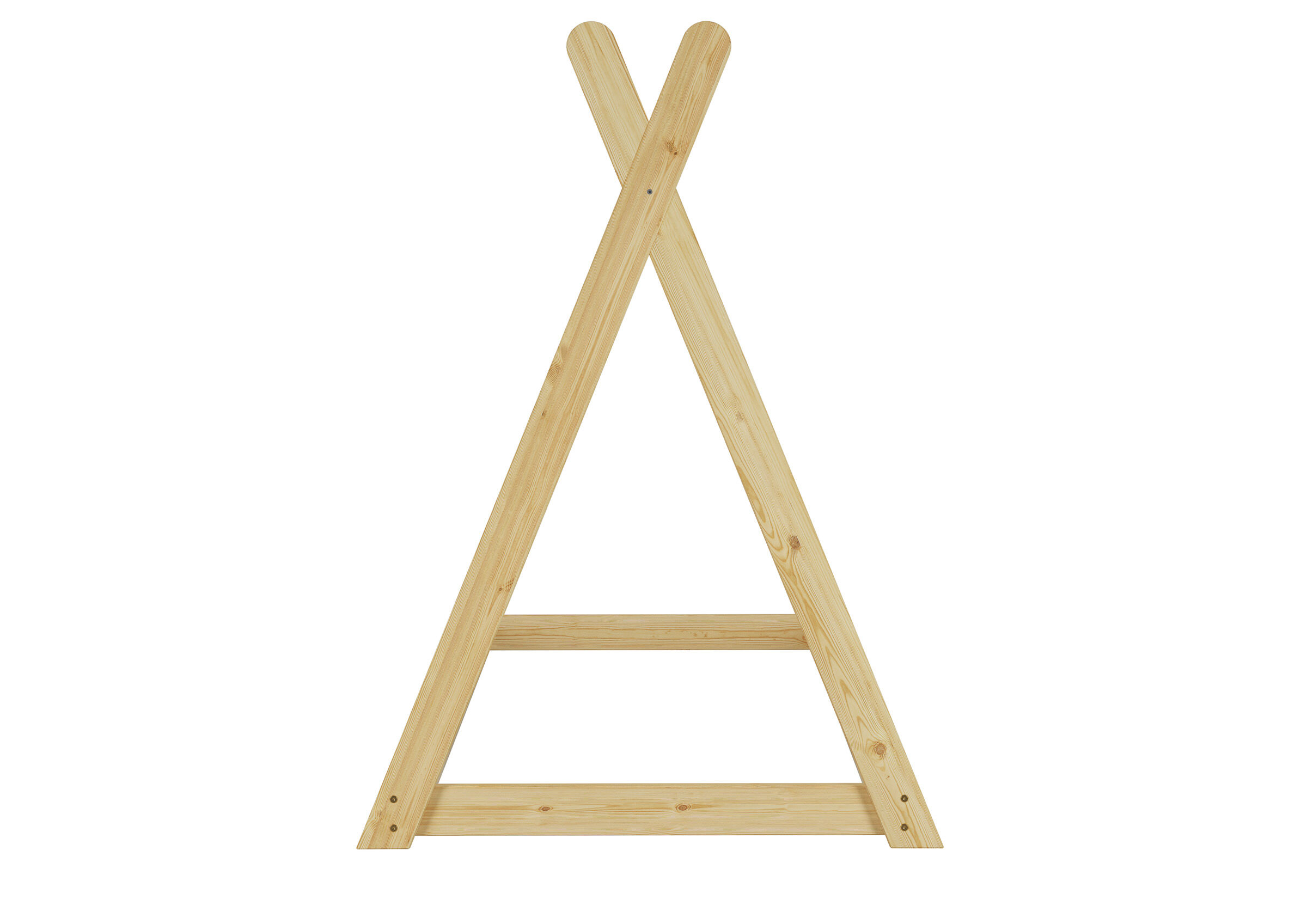 Holzleiter, Sprossenleiter, Holz, Stativleiter, naturholz, Detailbild des Holzbettes 90x200 mit Dach