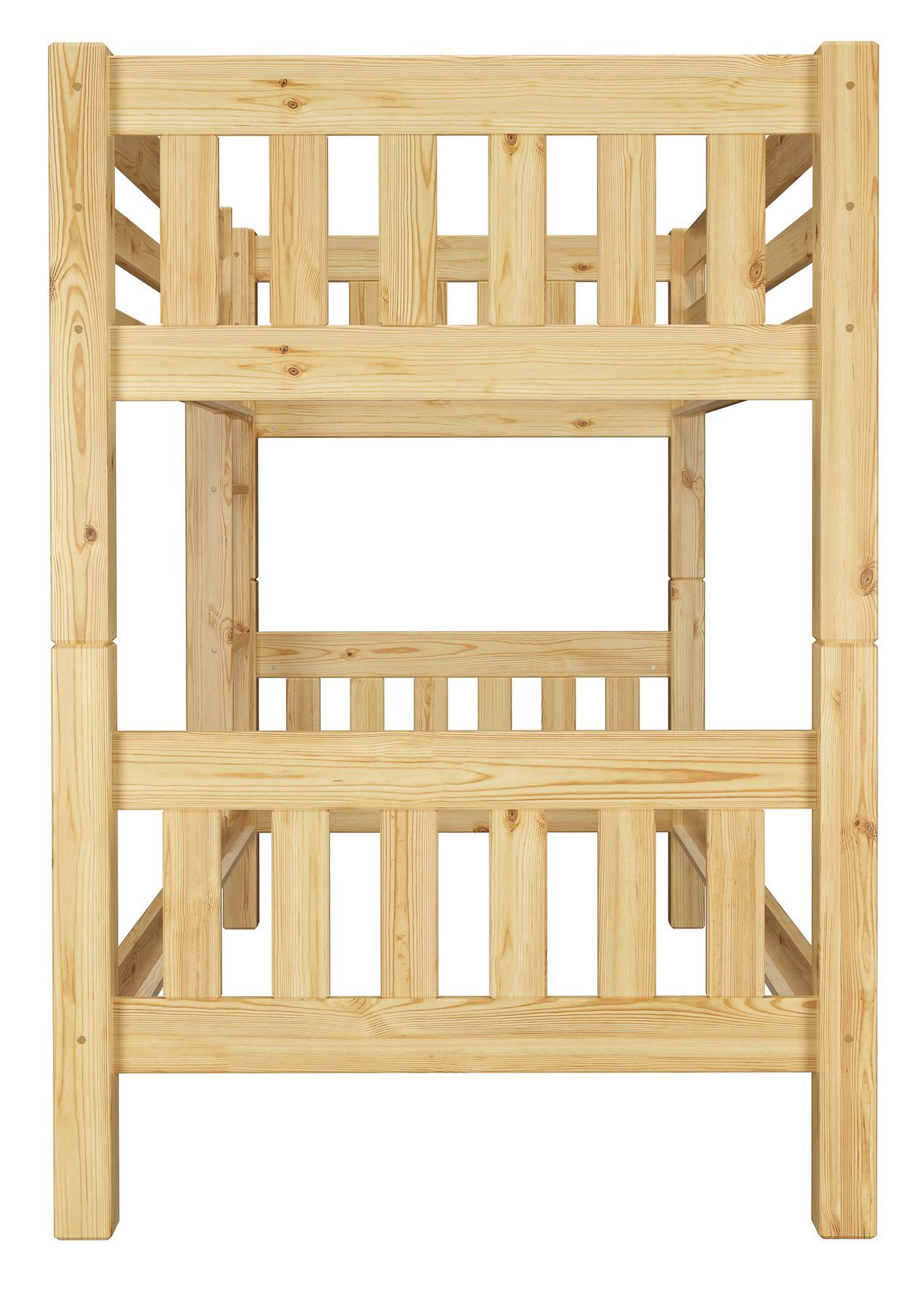 Holzbett, Etagenbett, Holzrahmen, Naturholz, Gitterbetttyp, Kieferholz Stockbett im Detail