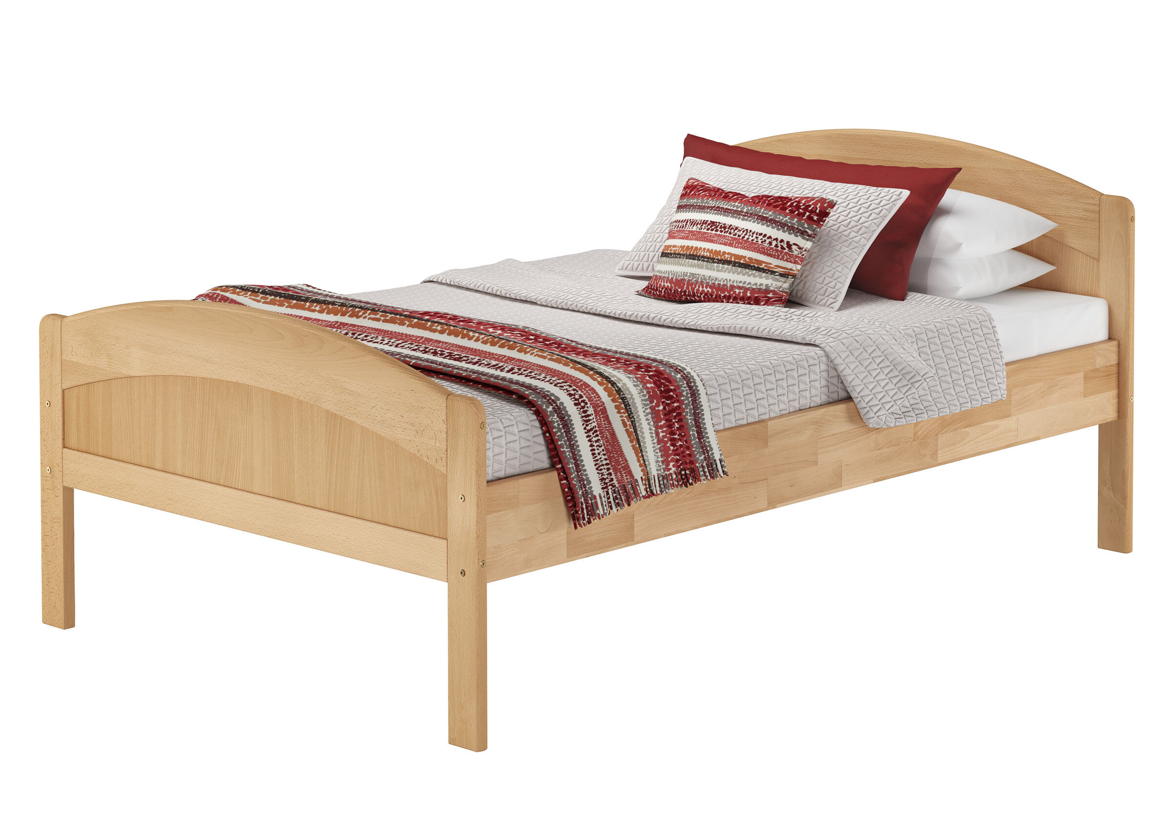 bett, holzbettrahmen, deckenbett, bed, dekorativ, Überlanges Buche-Bett 120x220