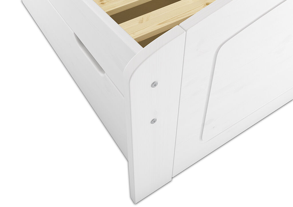 Bett Kiefer weiß Doppelbett 160x200 3 Bettkasten Rollrost Matratze Seniorenbett Zubehör wählbar V-60.50-16W