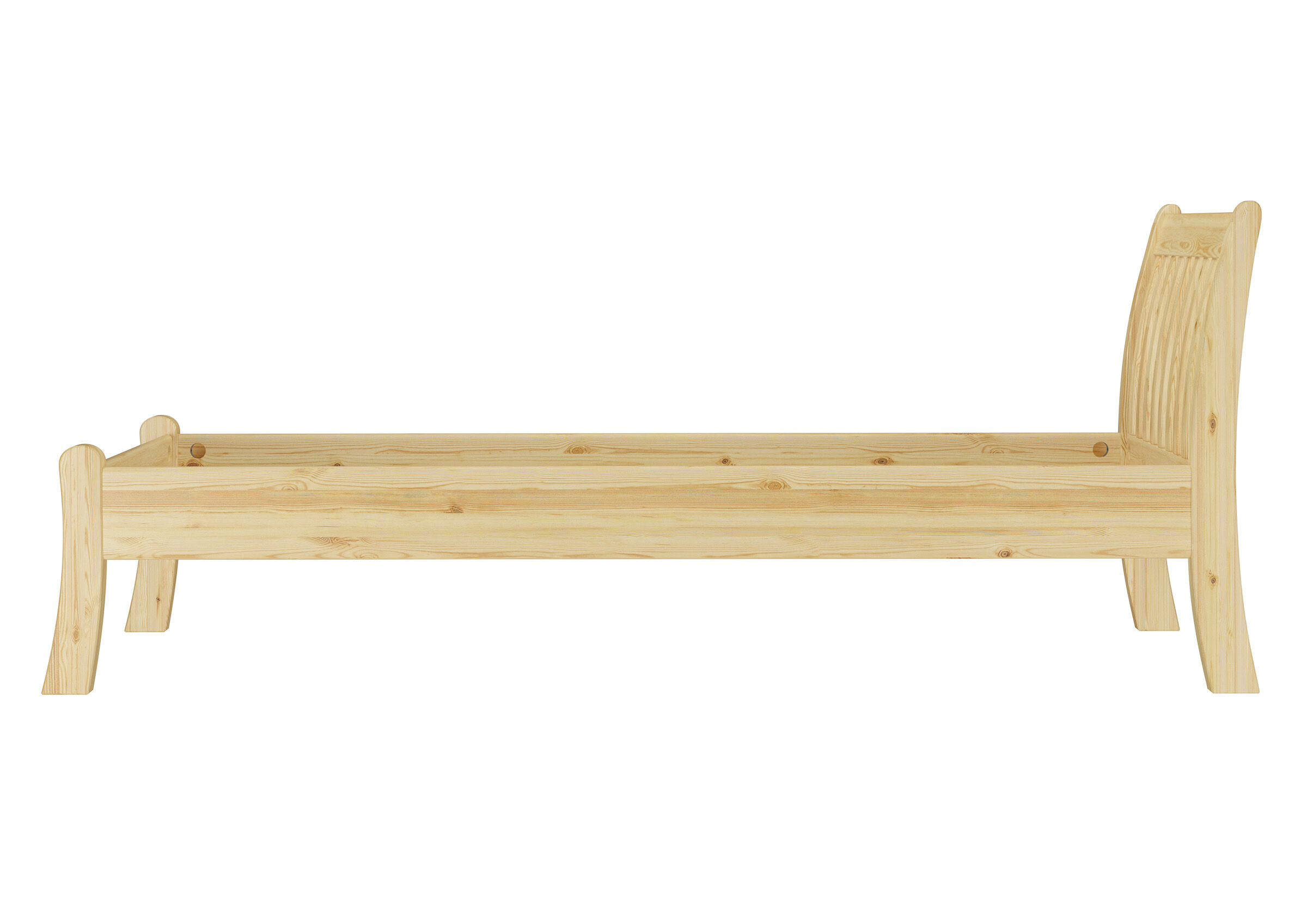 Holzbett, Kinderbett, Massivholz, Naturholz, Bettrahmen, Seitenansicht Kiefer Bett natur ohne Zubehör