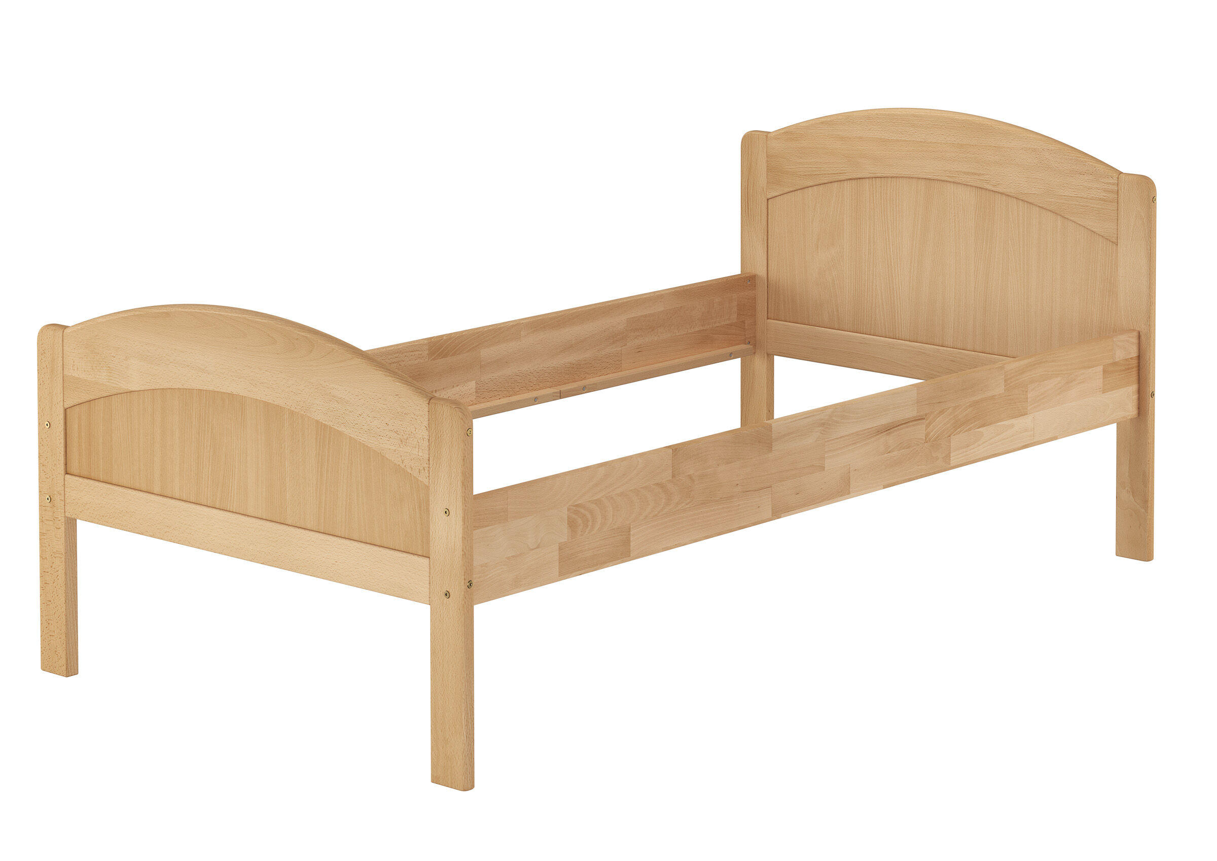 holzbett, einzelbett, natürliche farbe, massivholz, lattenrostbereit, Dezentes Massivholzbett 90x200
