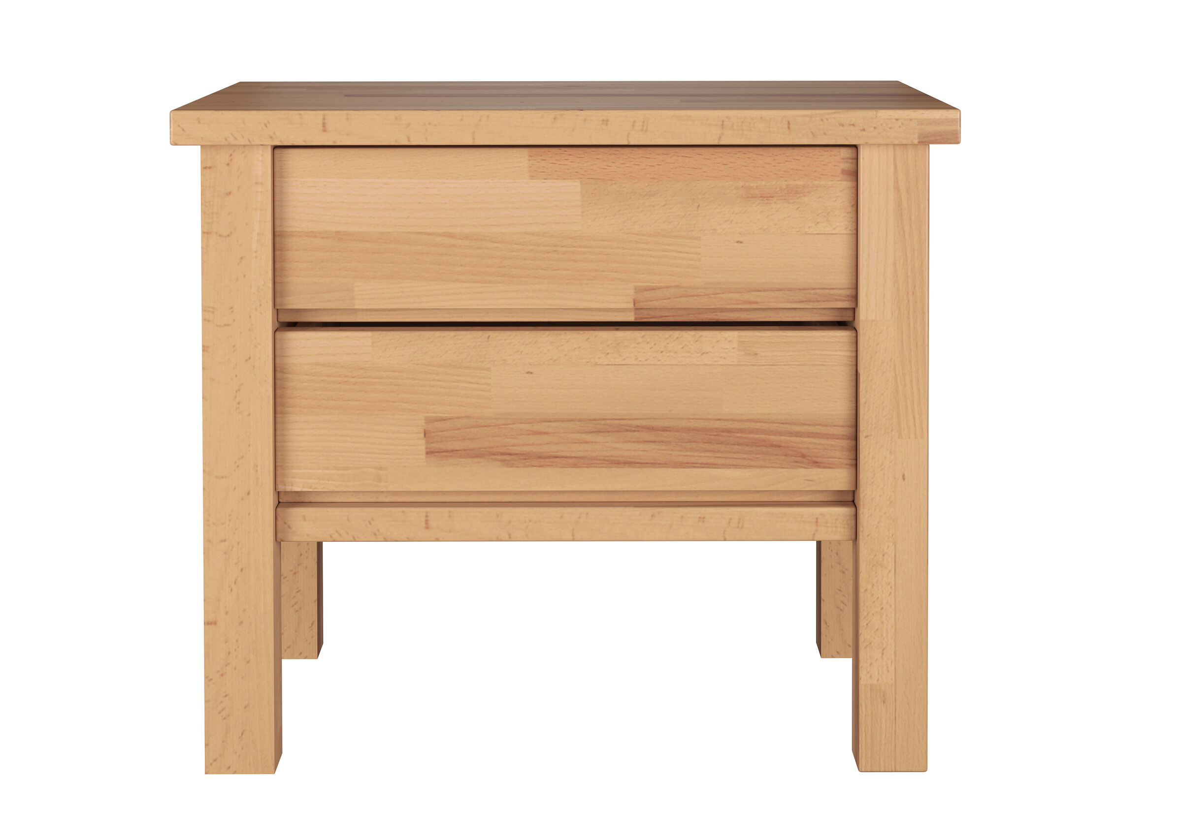 Nachttisch, Holz, Schubladen, Lamellen, Naturholz, Frontansicht Nachttisch