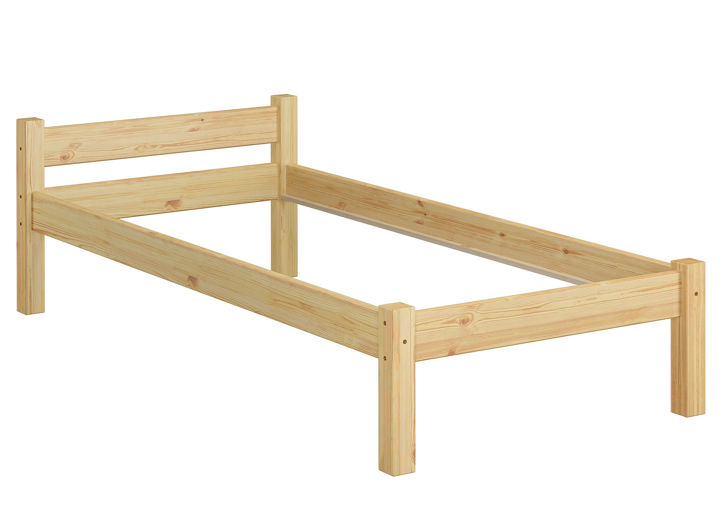 Holzbett, Kopfteil, Fußteil, Holzlatten, Naturholz, Bettrahmen Kiefer natur