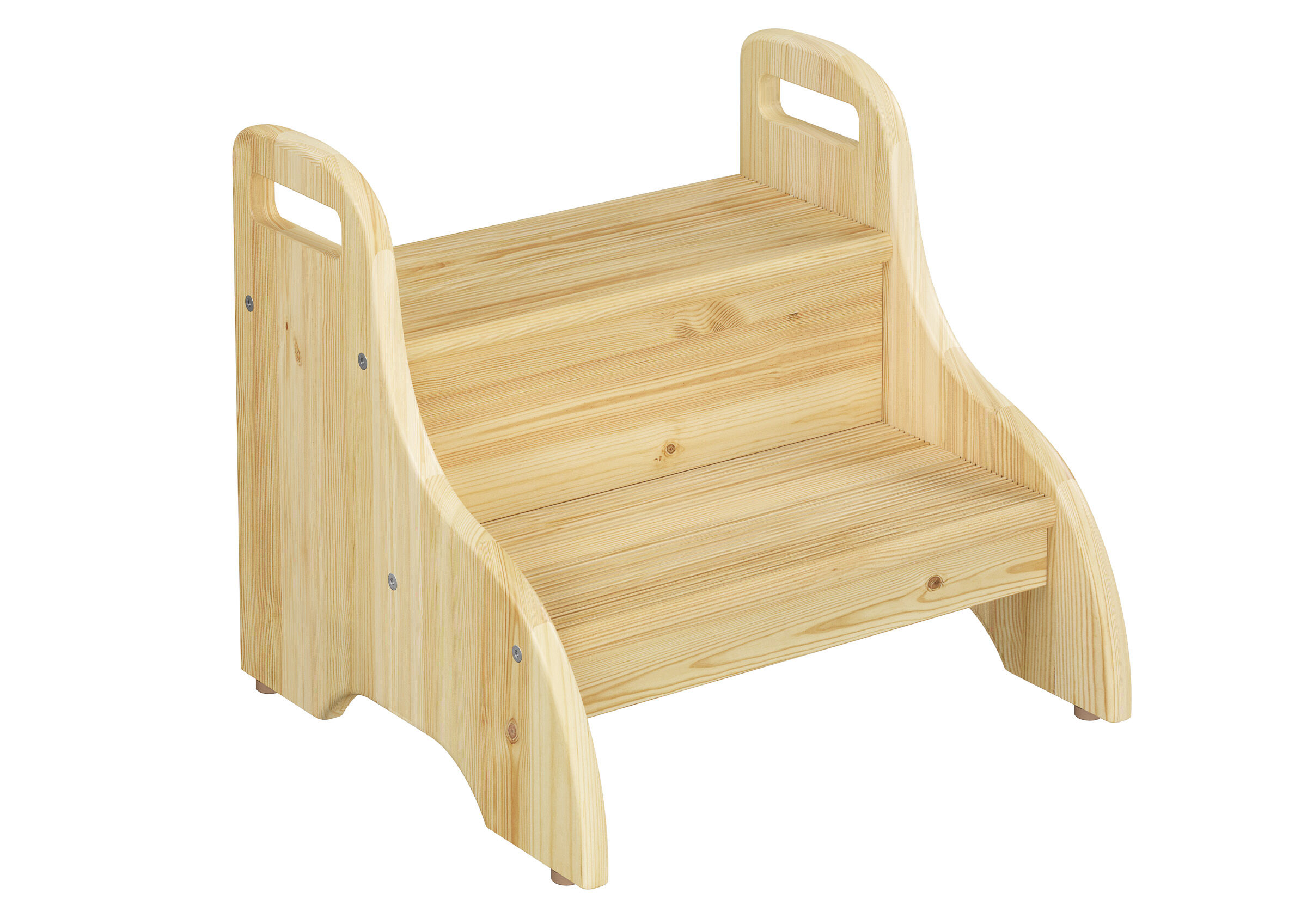 Holzstufe, Kinderstuhl, Mehrstufiger Stufenstuhl, natur Holz, Holzstuhl, Holzhocker klar lackiert für kleine Kinder
