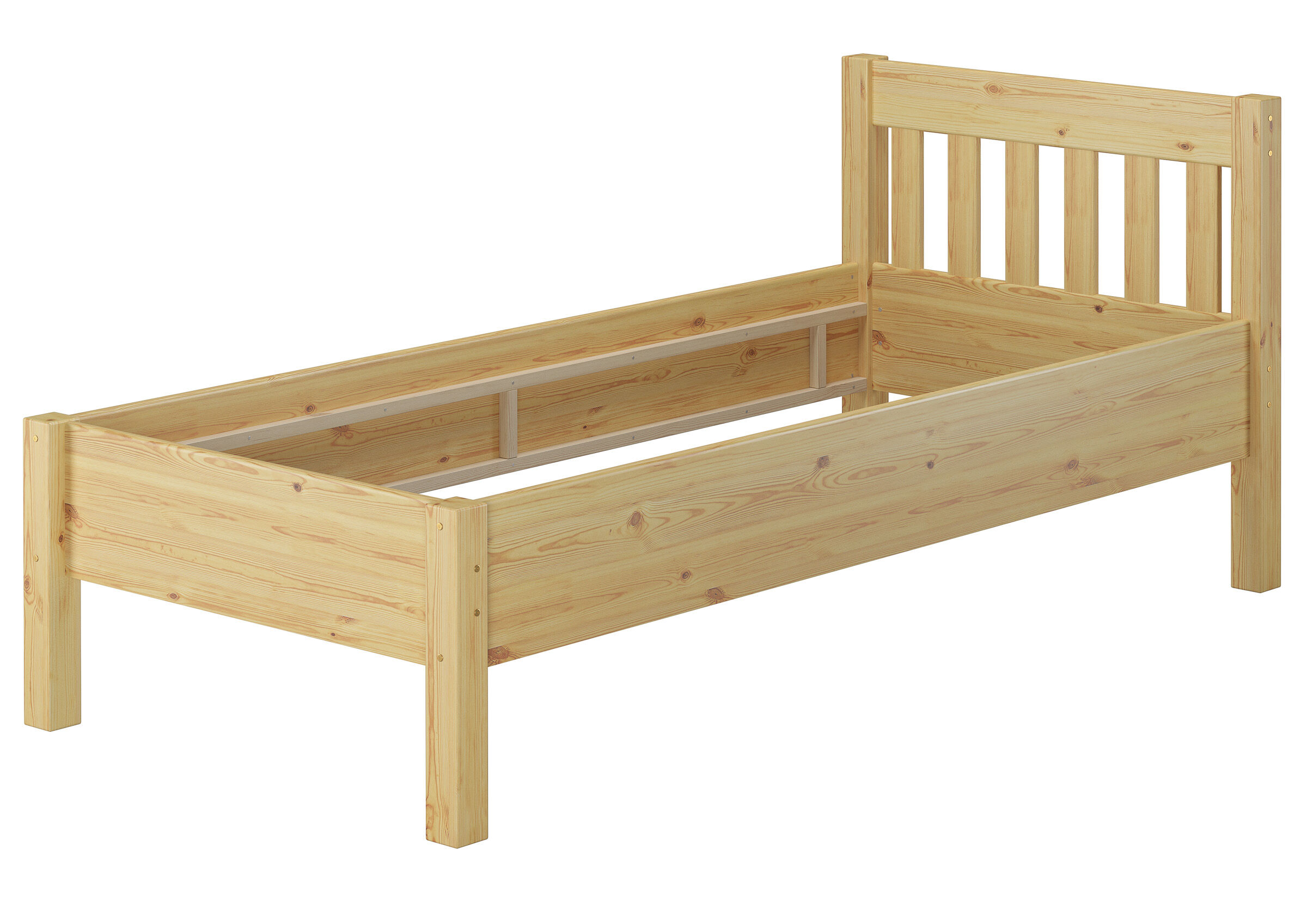 Holzbett, Einzelbett, Kieferholz, Naturholz, Bettgestell, Seniorenbett