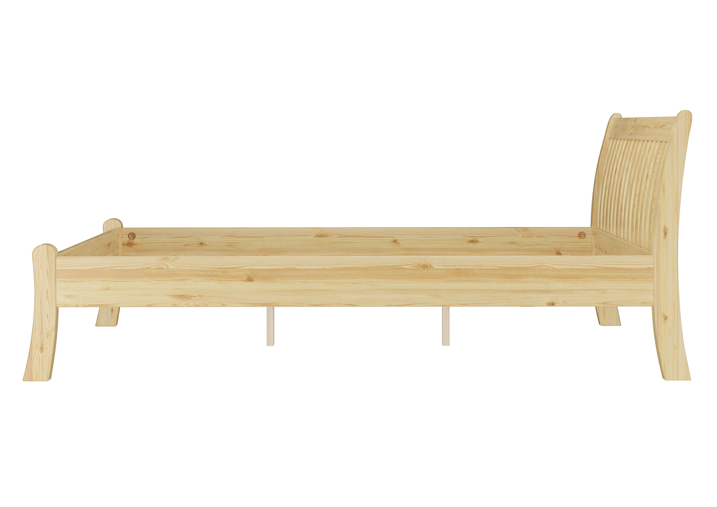 Holzbett, Einzelbett, Kieferholz, Holzoptik, Bettrahmen, Elegantes Massivholzbett 180x200