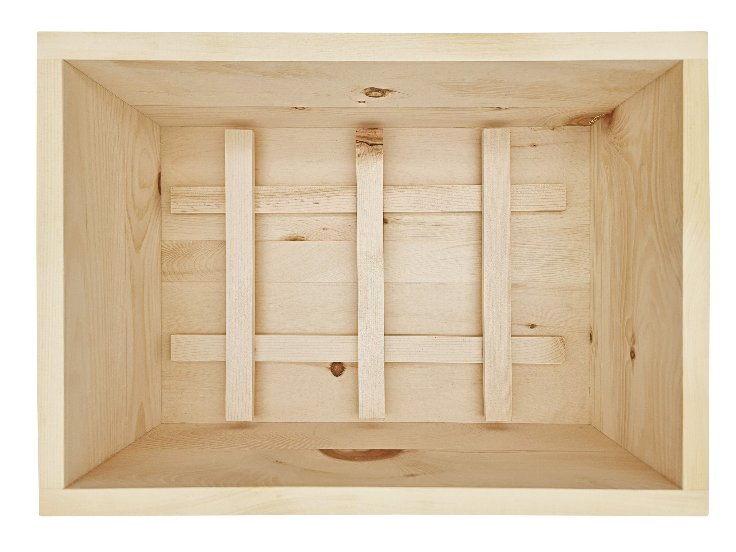 Holzkiste, Kiste, Holzbox, Bastelbox, Holzwand, Brotkiste aus Zirbenholz Oberansicht mit Einlegegitter