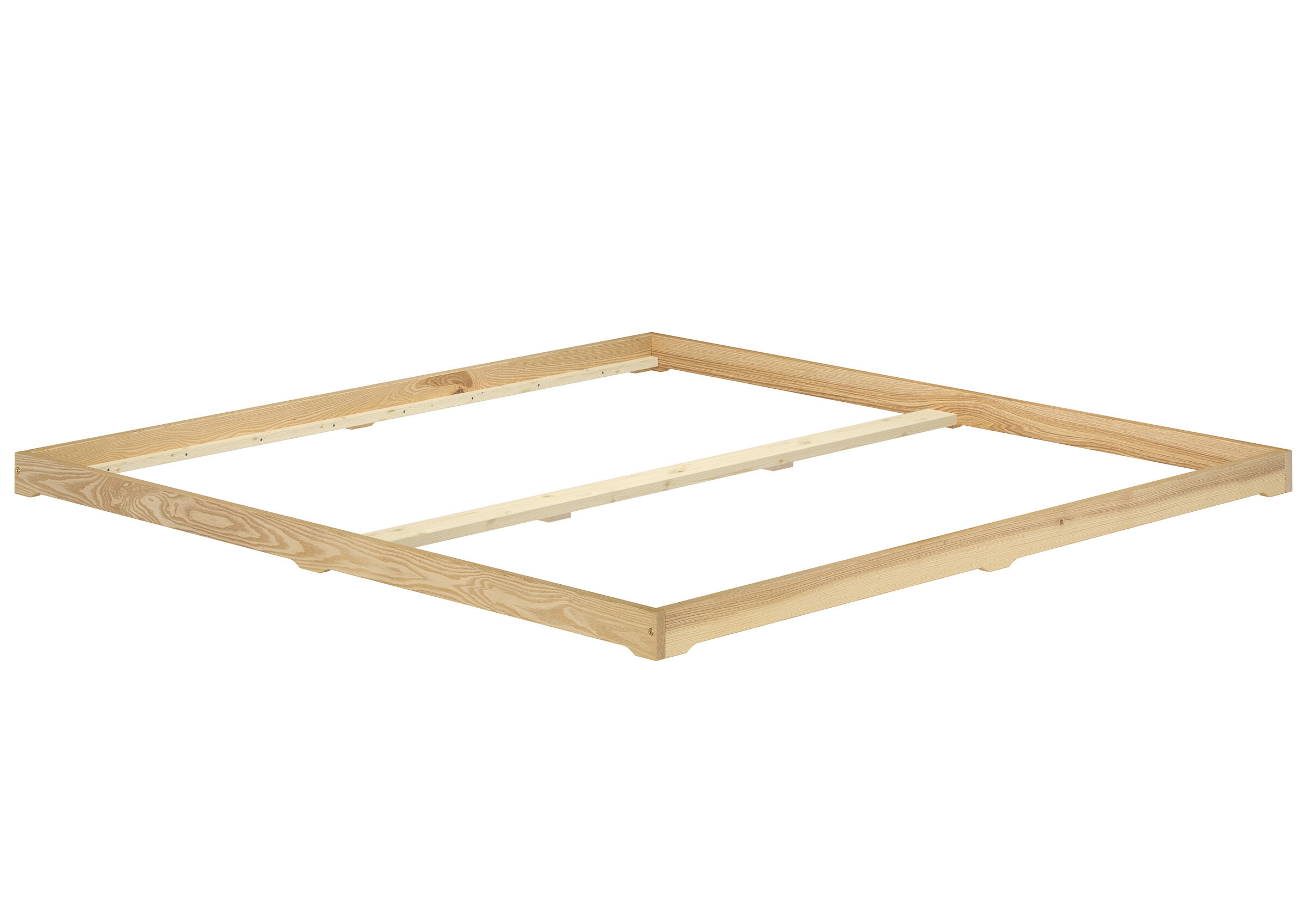 Holz, Niedriges Vollholzbett 200x200 aus Esche