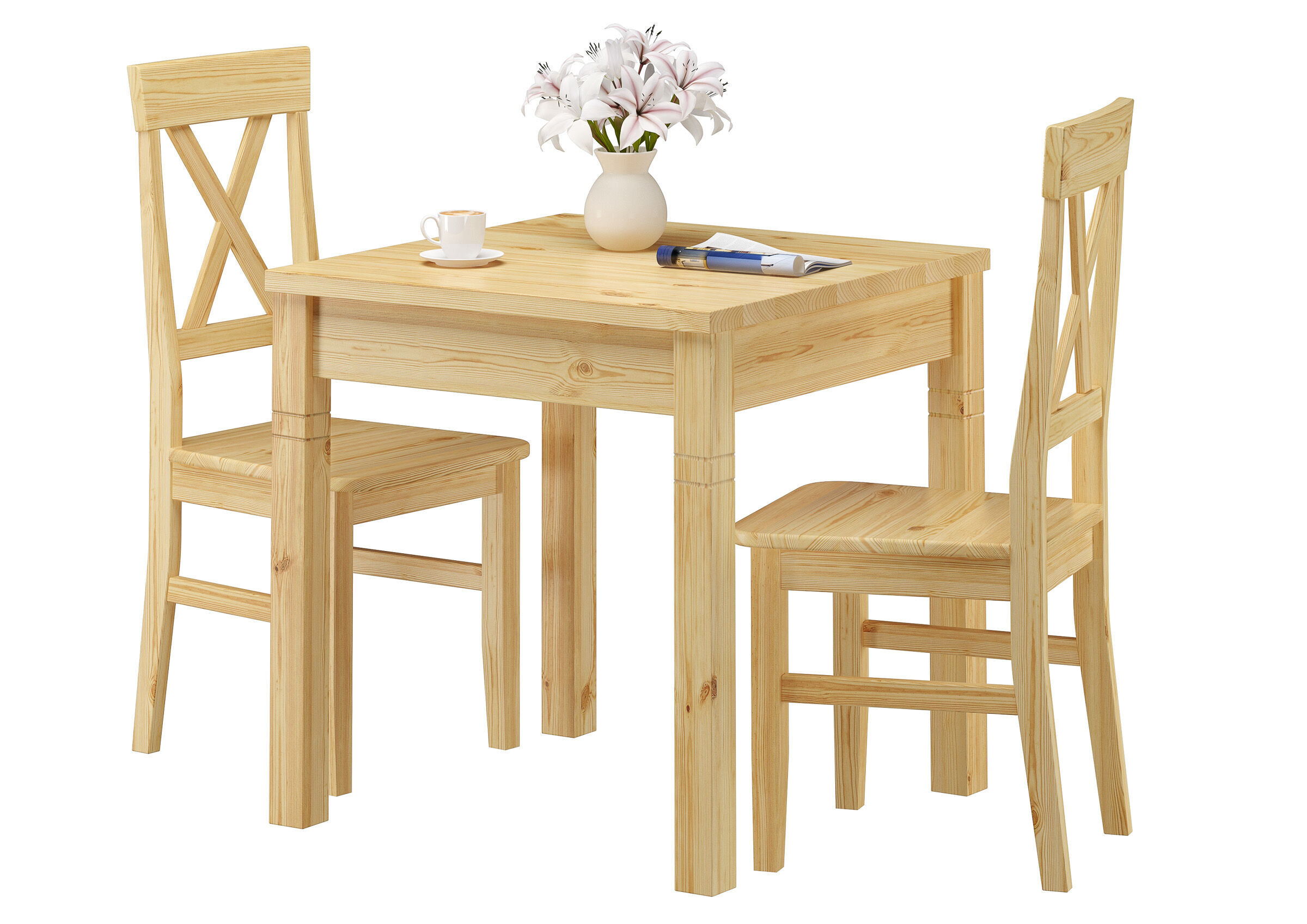 Esstisch, Holztisch, Kiefernholz, gerade Kanten, Stuhleinsatz,