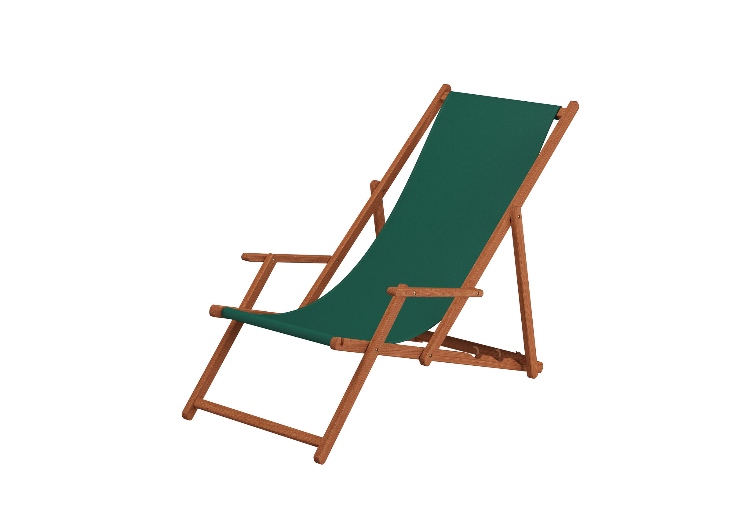Liegestuhl, Holzrahmen, Grün, Mobile Einrichtung, Sonnenliege, Strandstuhl Buche dunkel Stoff grün