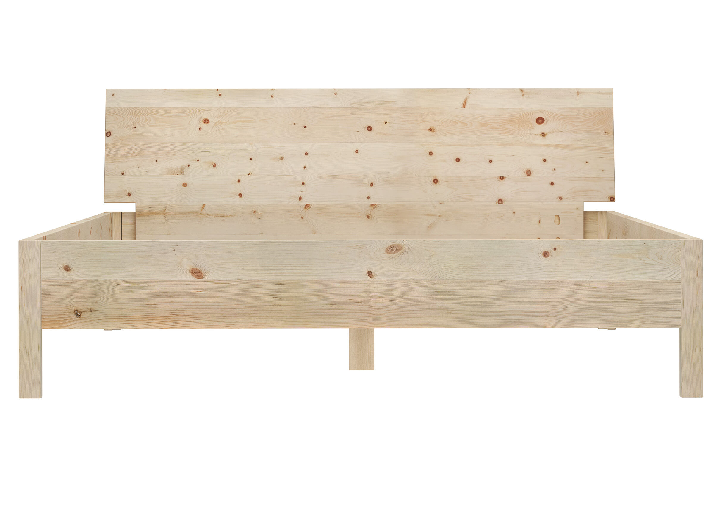 Holzbett, Bettrahmen, Naturholz, Kopfteil, Holzmöbel, Metallfreies Doppelbett 200x200 mit Kopfteil