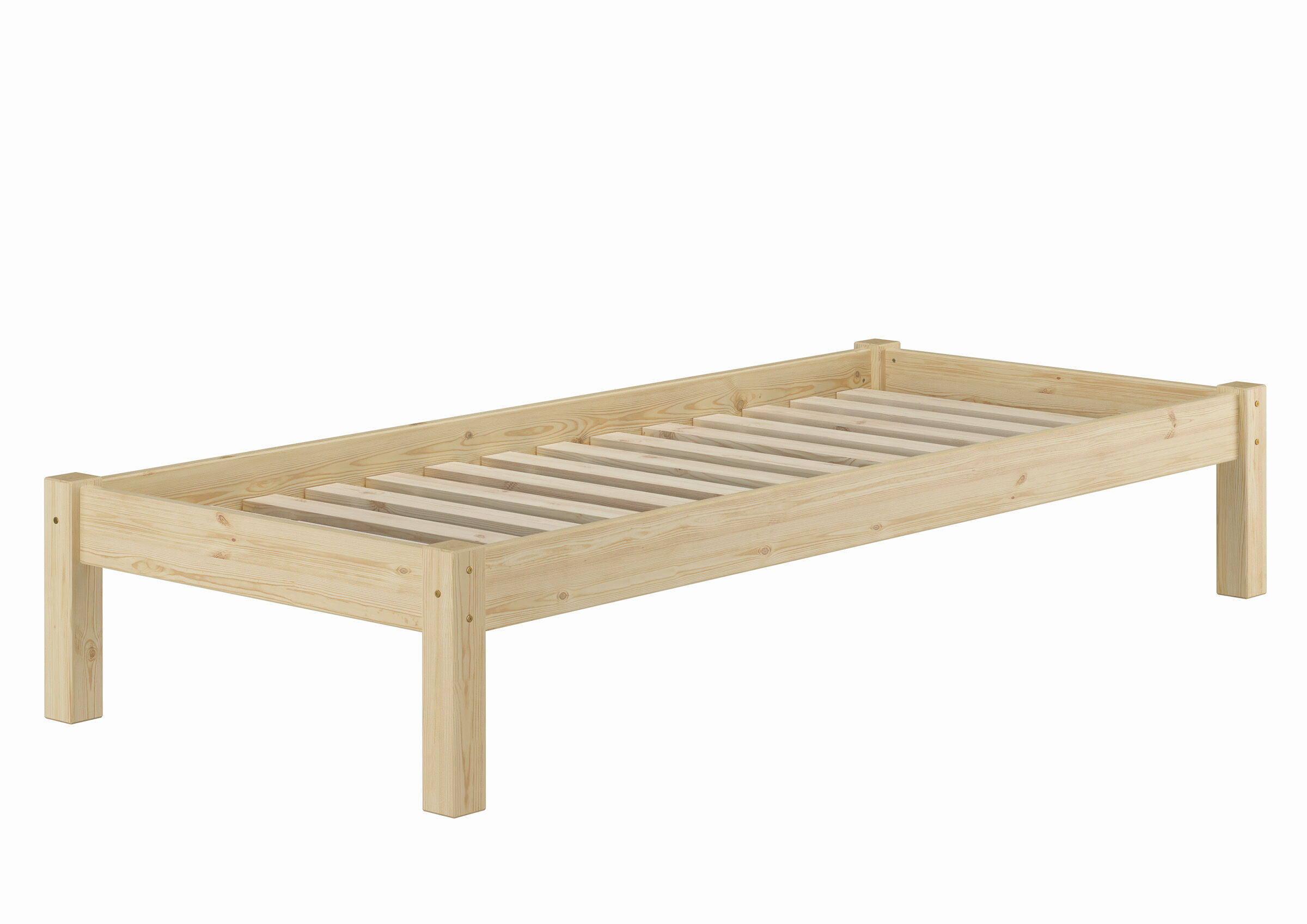 holzbettrahmen, bettrahmen, holz, slatted, naturholz, Unbehandelter Bettrahmen 90x200 mit Rollrost