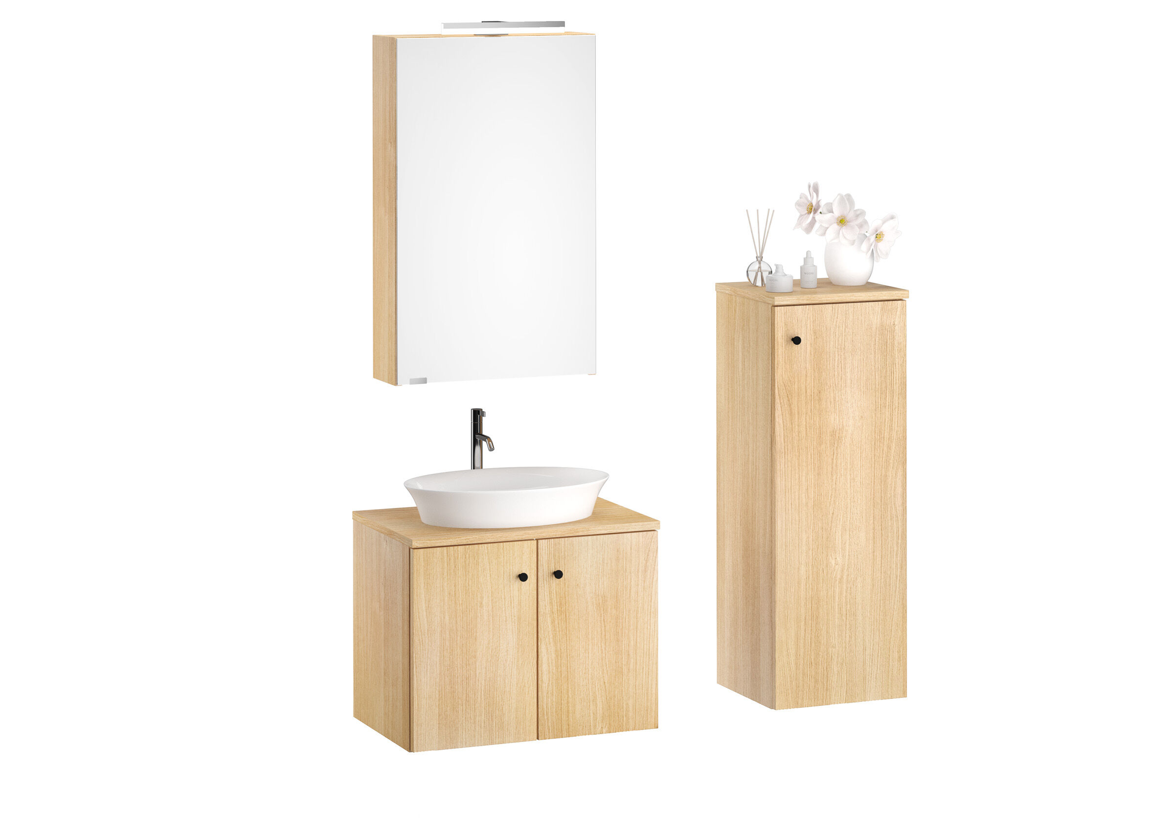 Badezimmer Set Spiegelschrank Waschbeckenunterschrank Kommode