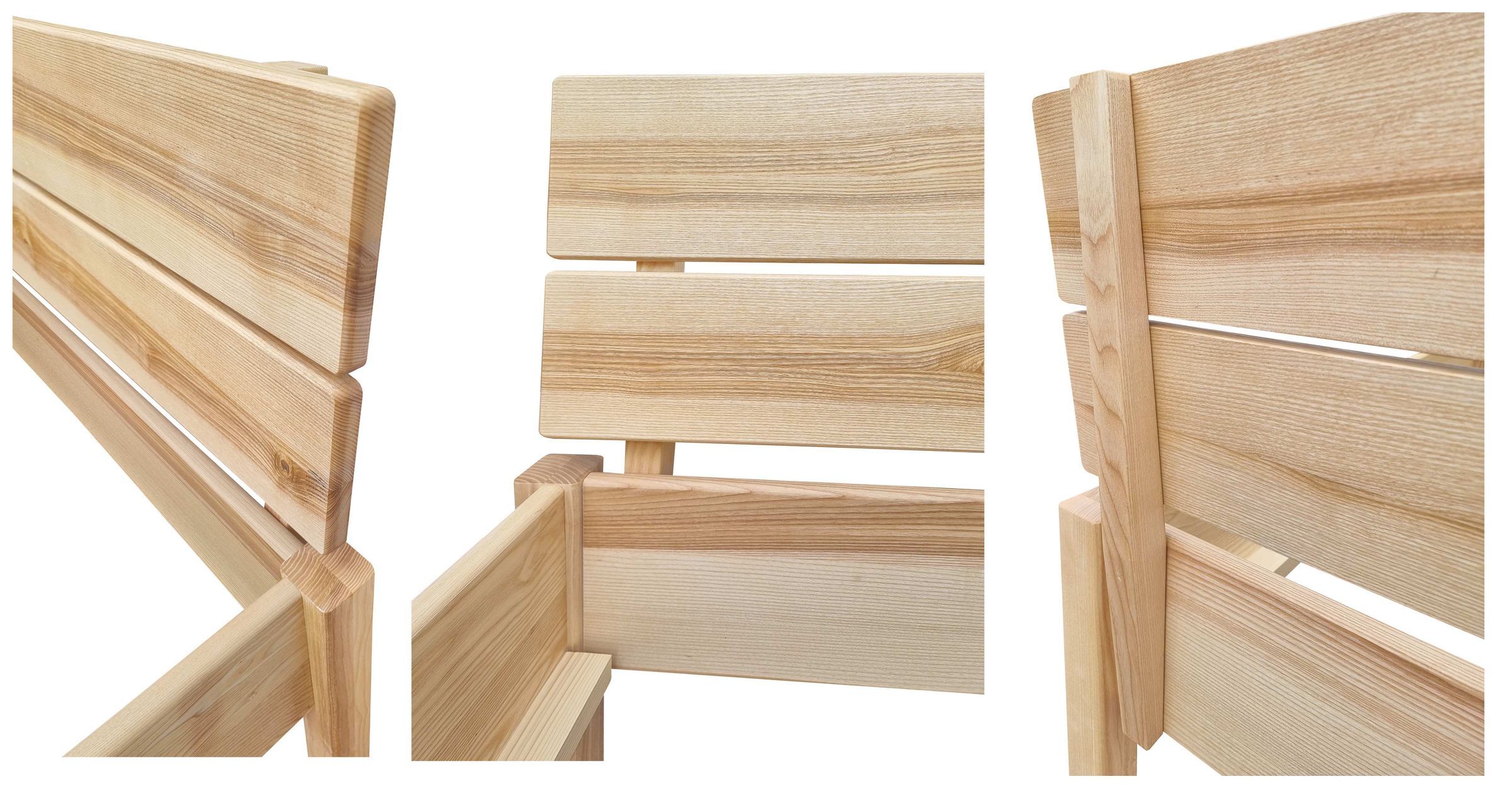 Esche Kopfteil und Bettrahmen im Detail Holz Lehne im Detailbild