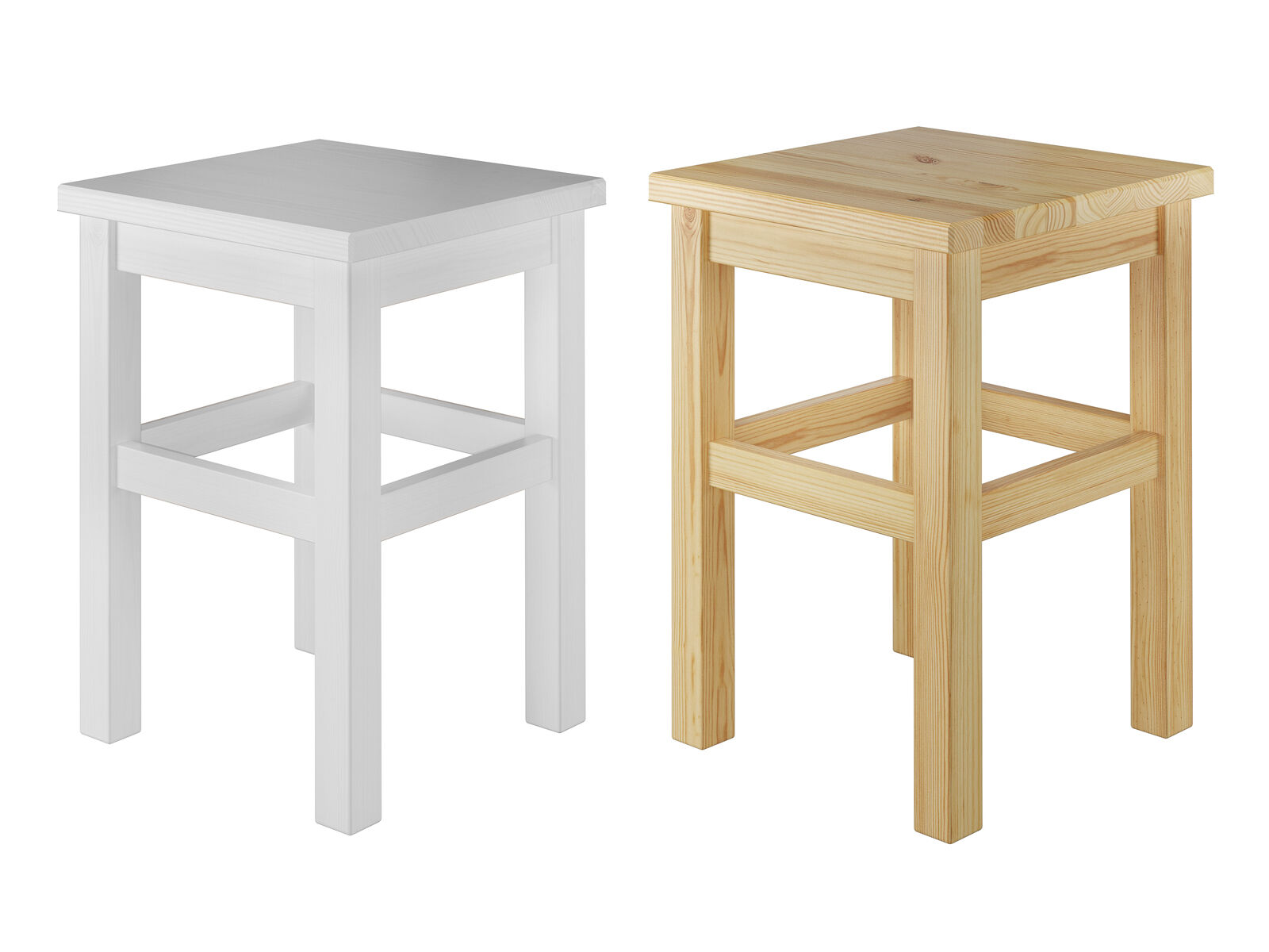 stuhl, holzstuhl, quadratisches design, massivholz, naturholz, Massivholz-Hocker-Kiefer