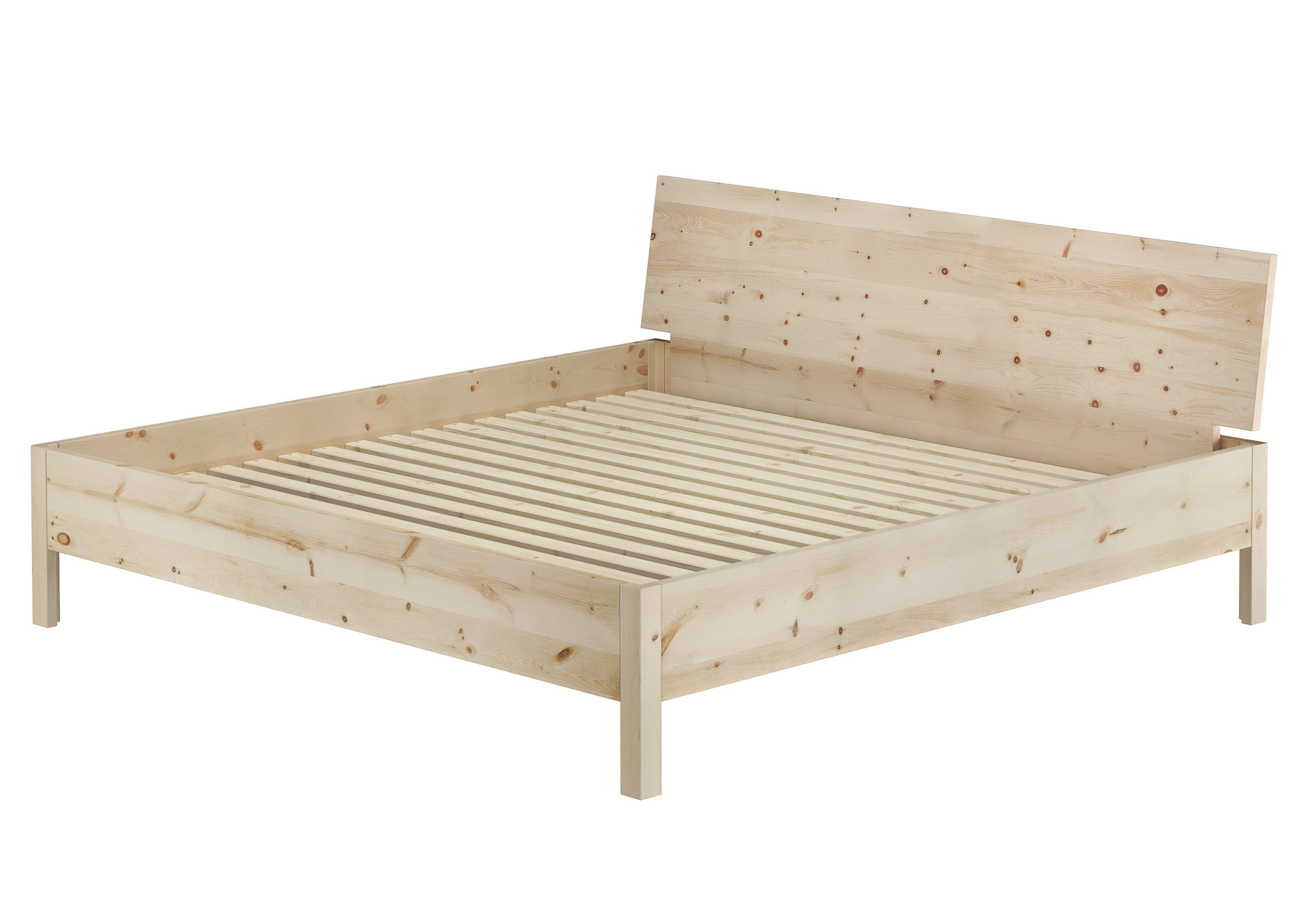 betten, holz, lattenrost, kopfteil, rahmen, Zeitloses Vollholzbett 200x200 mit starrem Rost