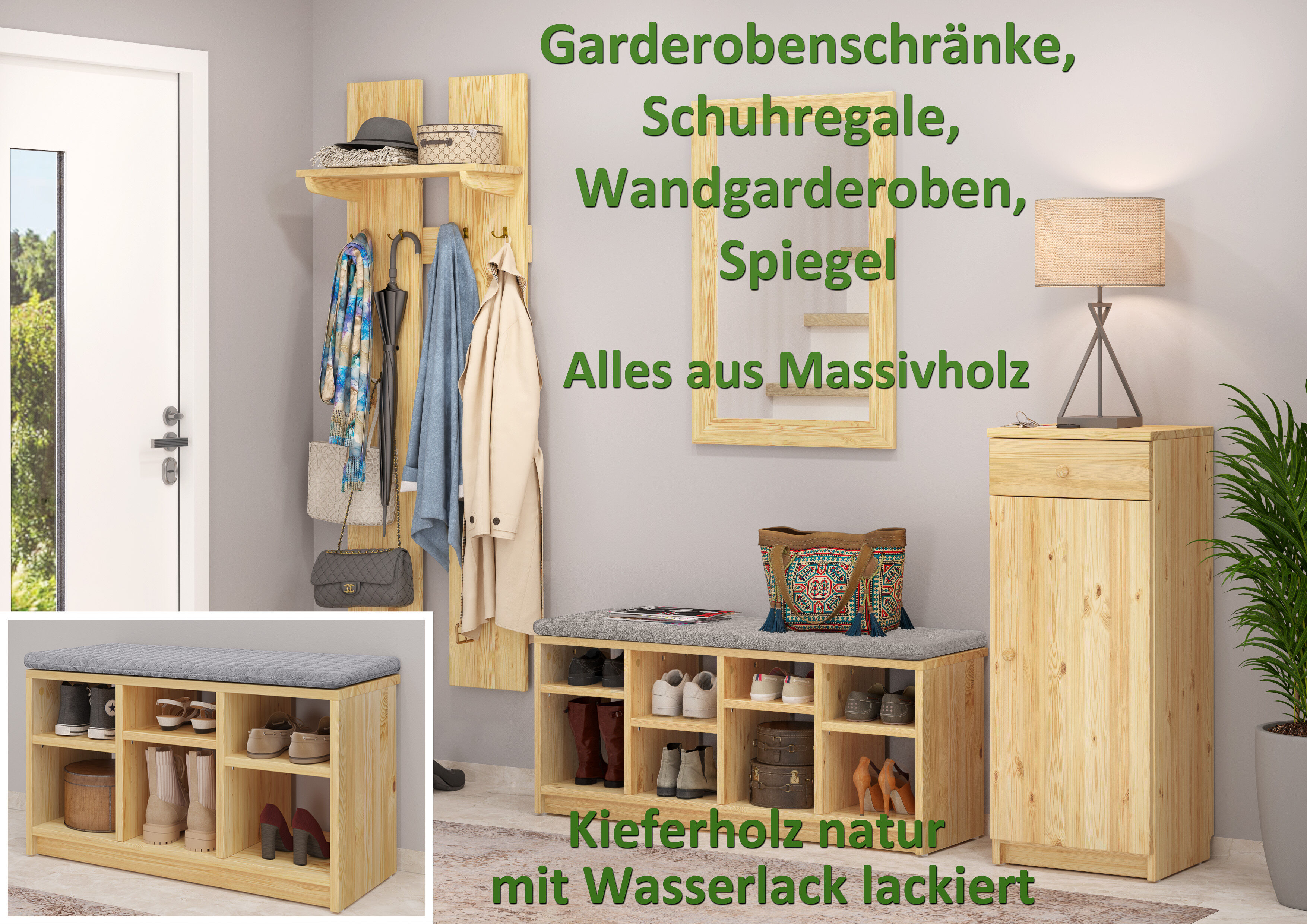 Massivholz-Garderobenmöbel für einen einladenden Flur