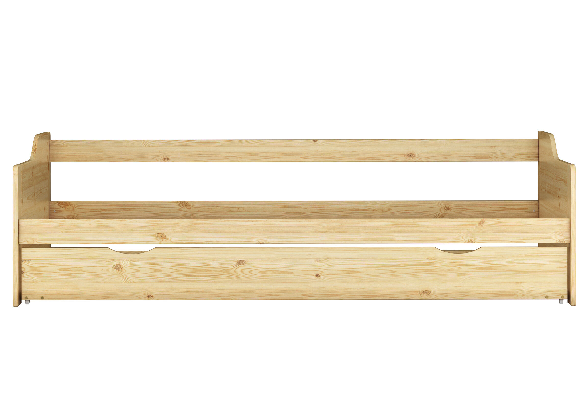 Holzbett, Kinderbett, Ausziehbett, Kopfteil, Spannwinkel, Bettgestell - Sofabett Kiefer natur