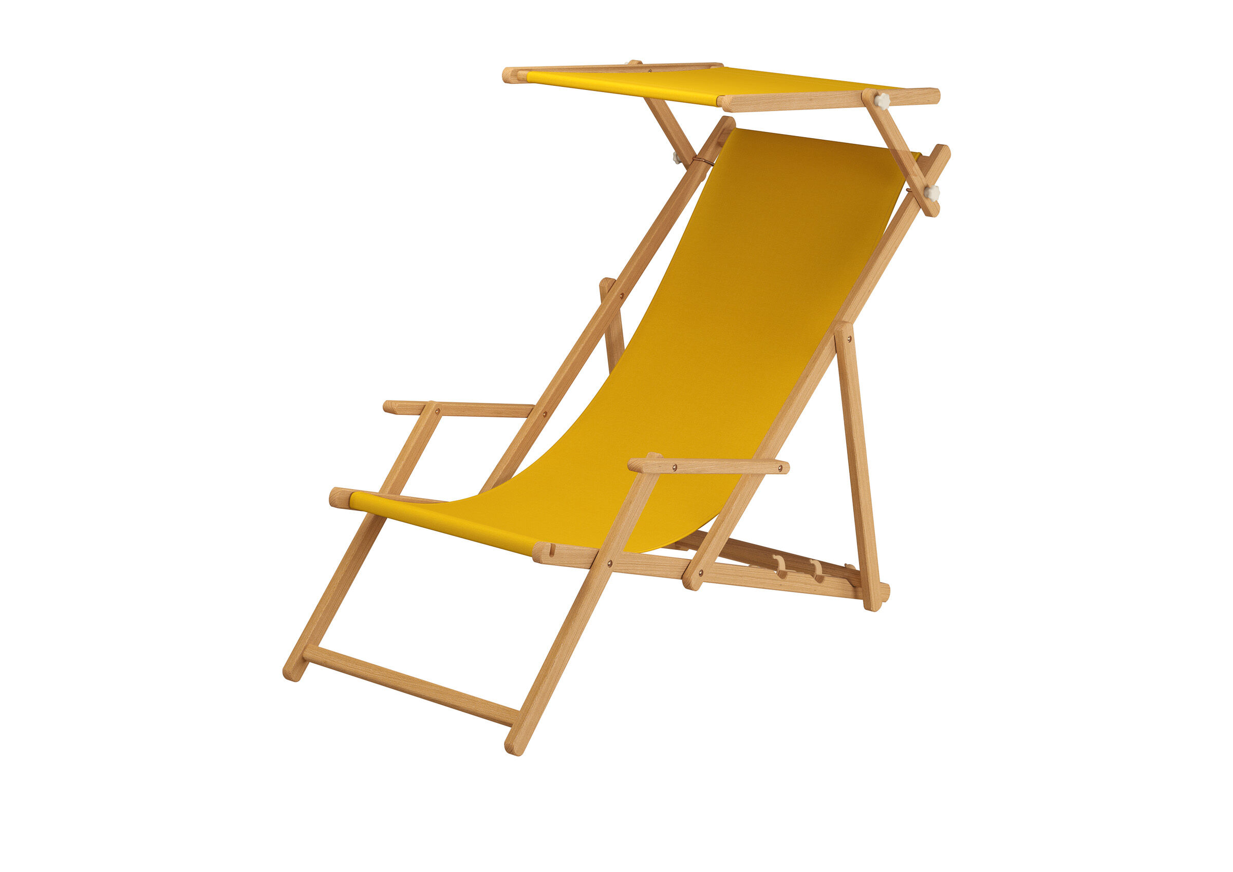 Strandstuhl gelb mit Sonnendach Stuhl, Mobiliar, Rutsche, Spielzeug, Gartenliege gelb helles Holz