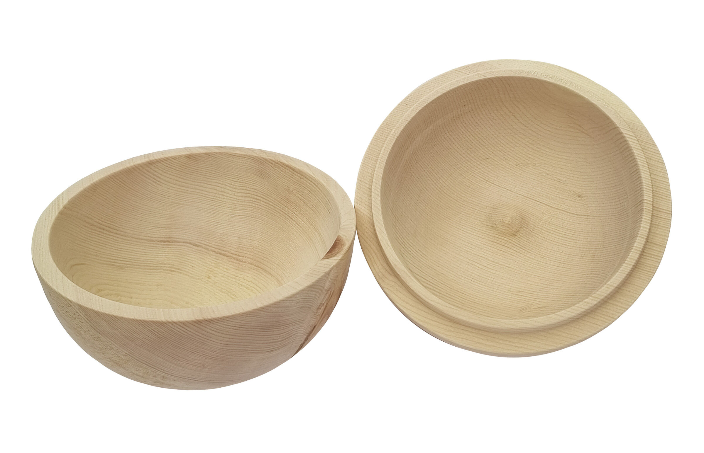 Holzschale, Schüssel, Holz, rund, Naturholz, geöffnete Zirbenschale in Apfelform