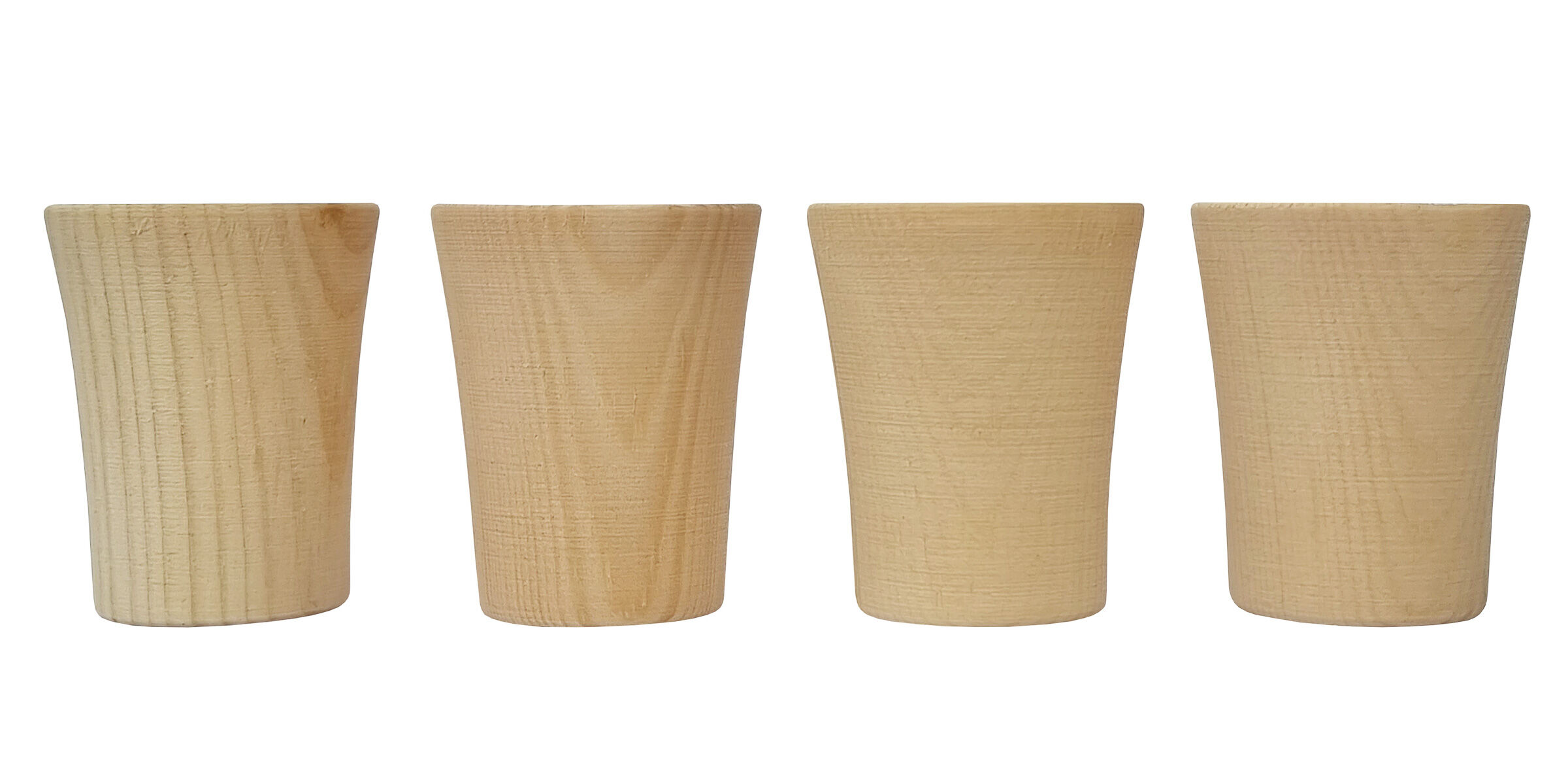Holz, Holzbecher, Trinkbecher, Beige Becher, vier Becher, Trinkbecher für Schnapps aus Zirbe
