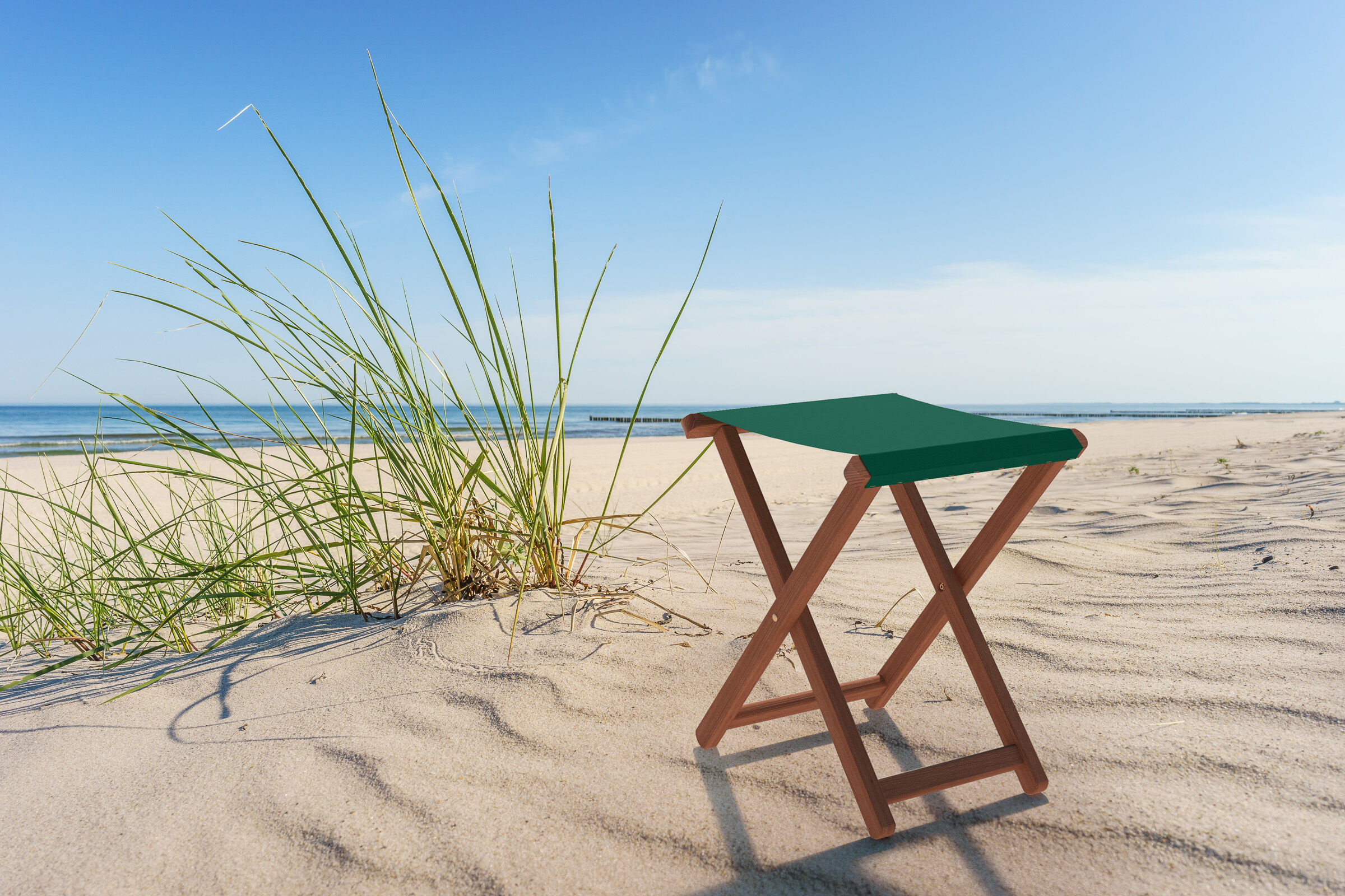 strandkorb, stuhl, strand, sand, meer, schöner Strandhocker