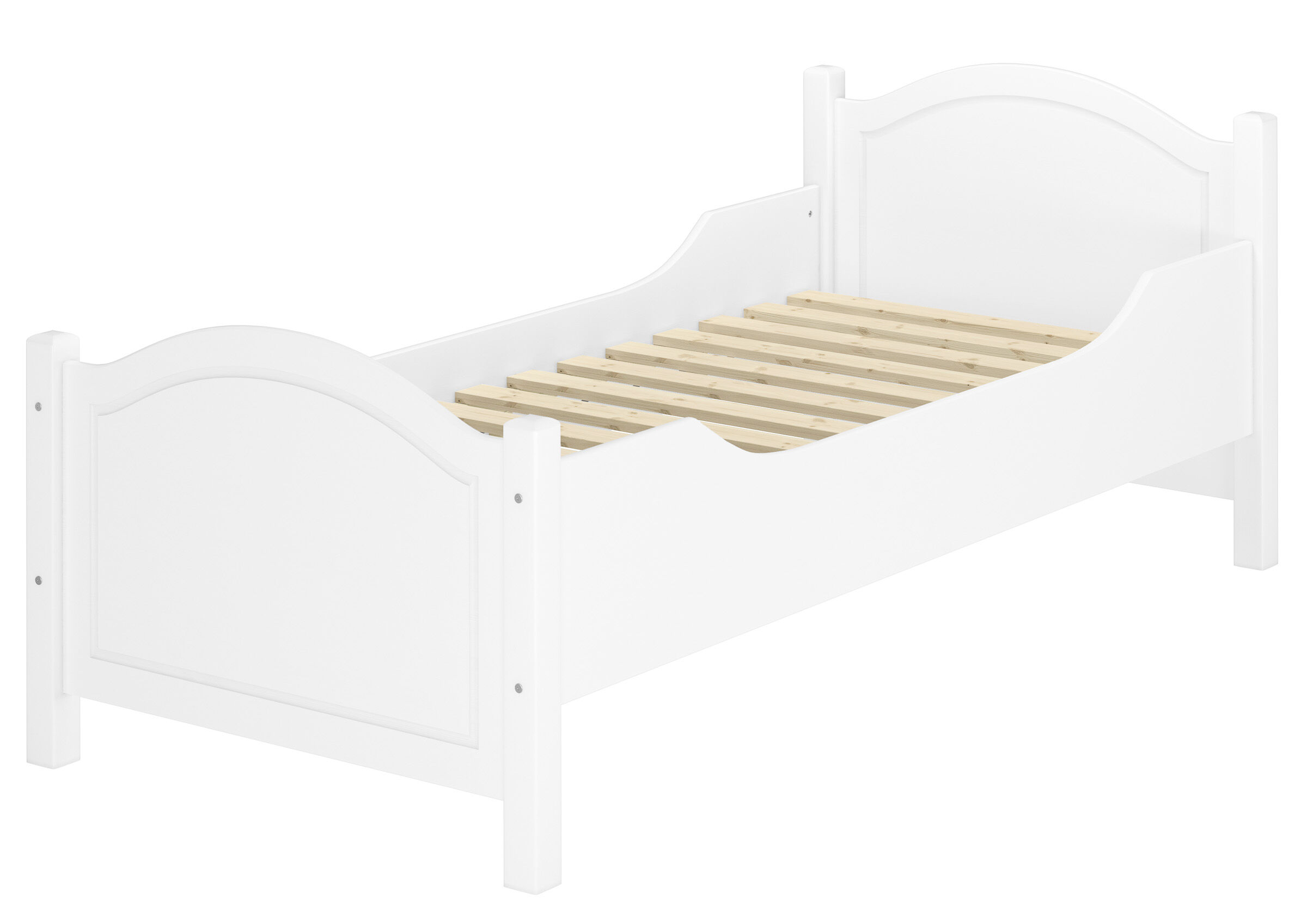 Überlanges Kiefernholzbett 100x220 mit Rollrost Schönes Massivholzbett 100x220 mit Rollrost
