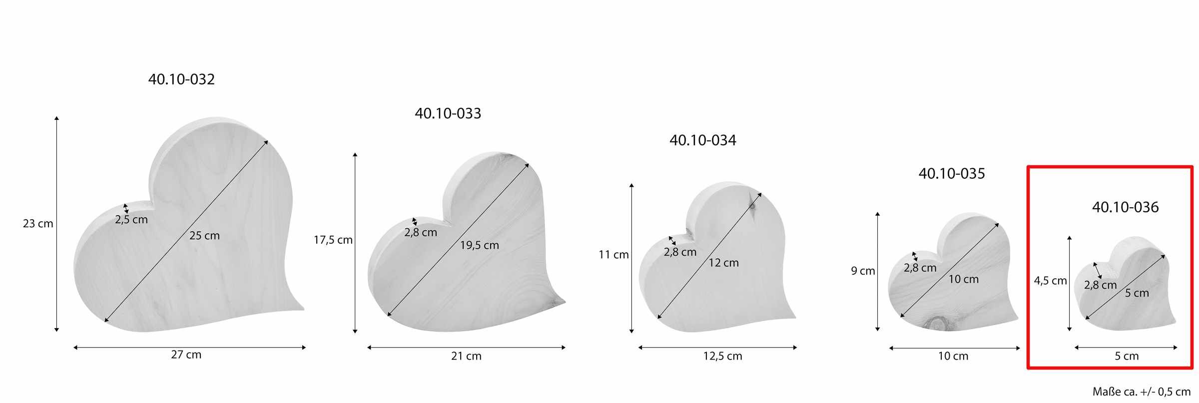 Herz, Holzdekoration, Dekorationsplakette, Maße, Liebesherz, Abmessungen Herz 5 cm