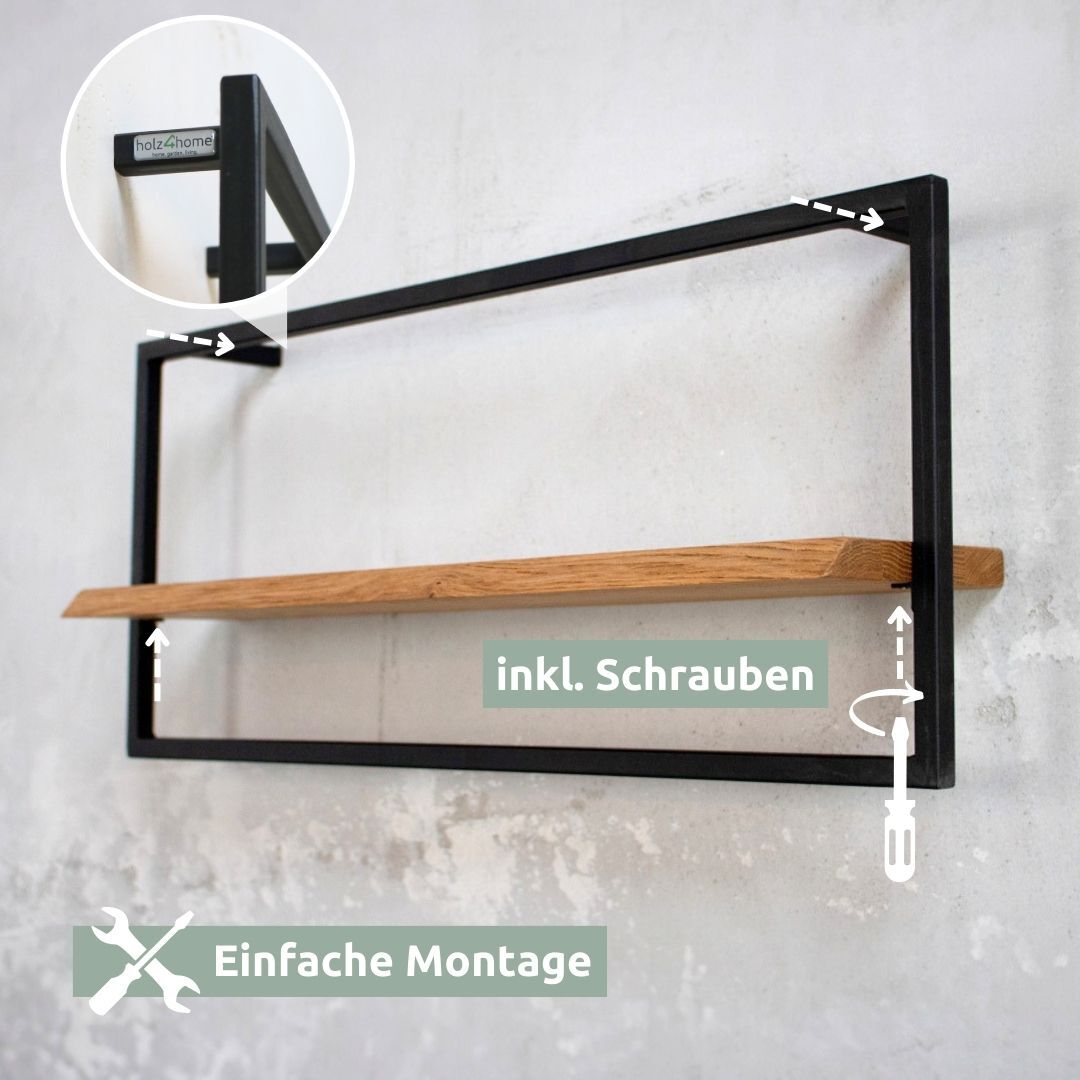 Detailbild Eichenholzregal Massivholzregal mit Aufhängevorrichtung