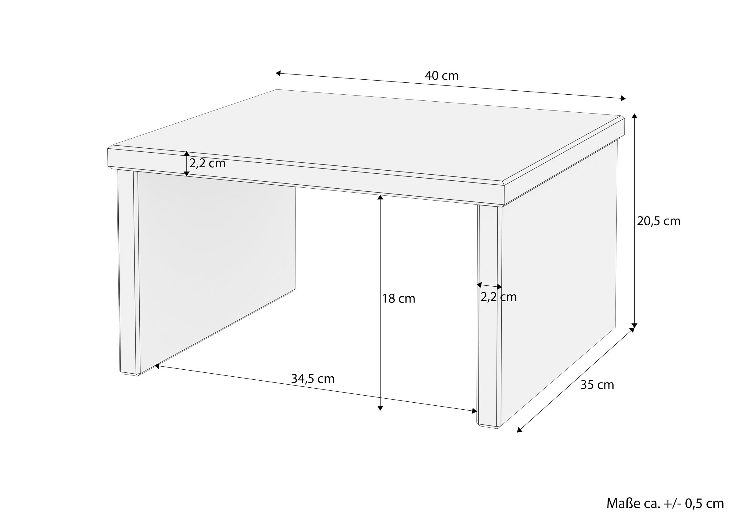 schreibtisch, holzoptik, tisch, breite-40cm, höhe-20,5cm, Skizze mit Maße