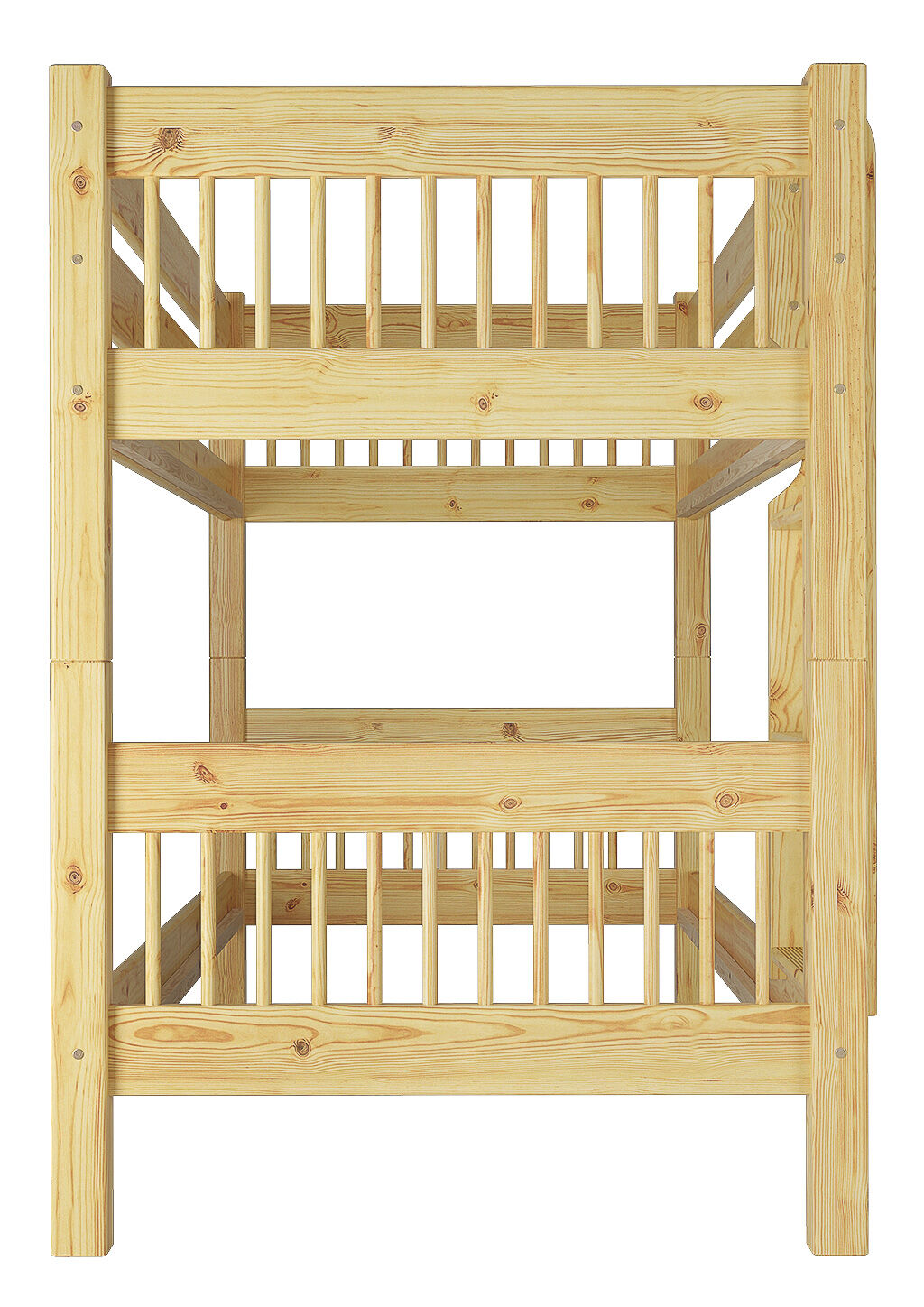Holz, Etagenbett, Kiefer, Naturholz, Holzbett, Frontansicht Kinderetagenbett Kiefer natur