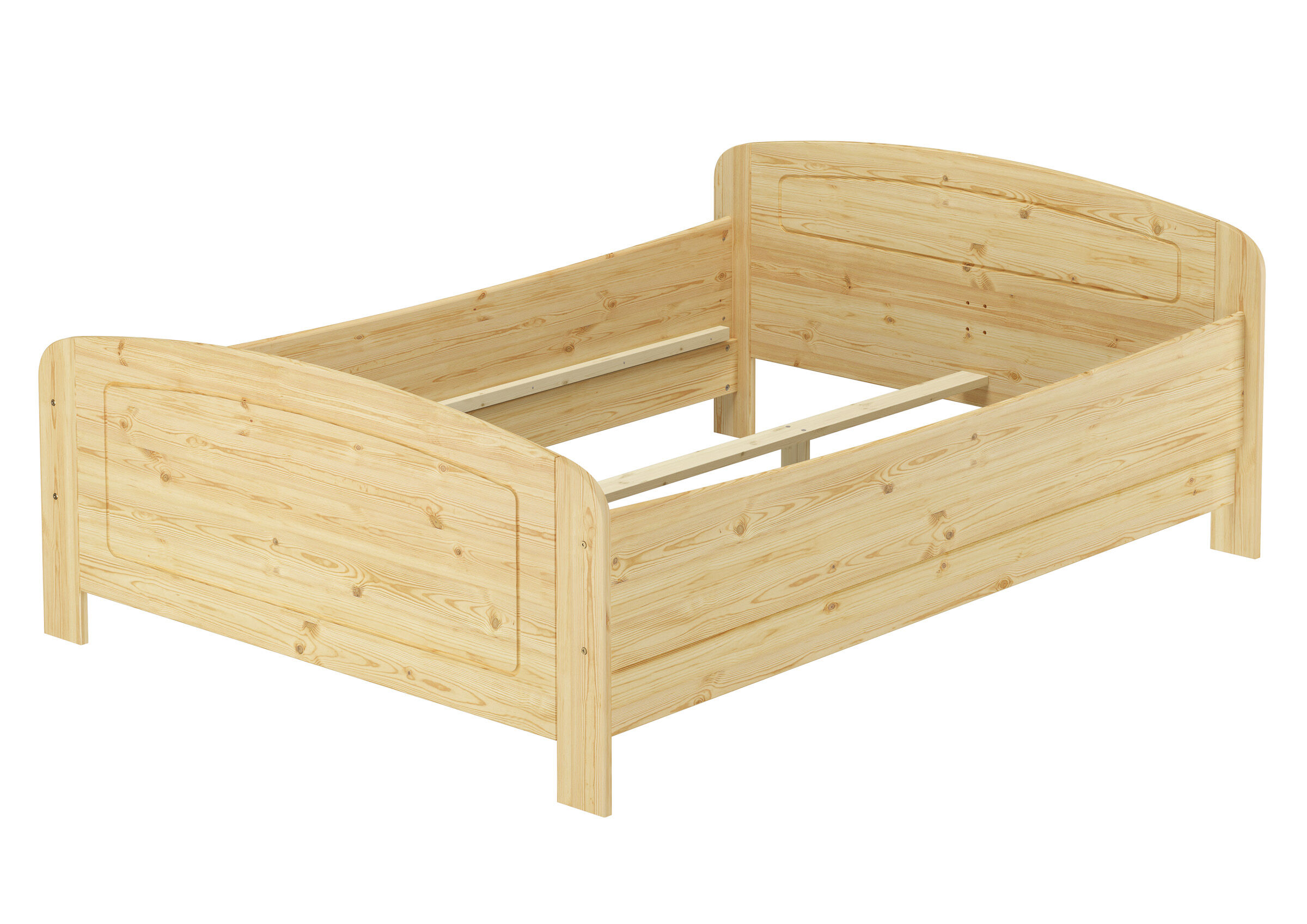 Kinderbett, Holz, Naturholz, Großbett, Lattenrost vorhanden, Schönes Echtholzbett 140x220 mit variabler Einlegetiefe