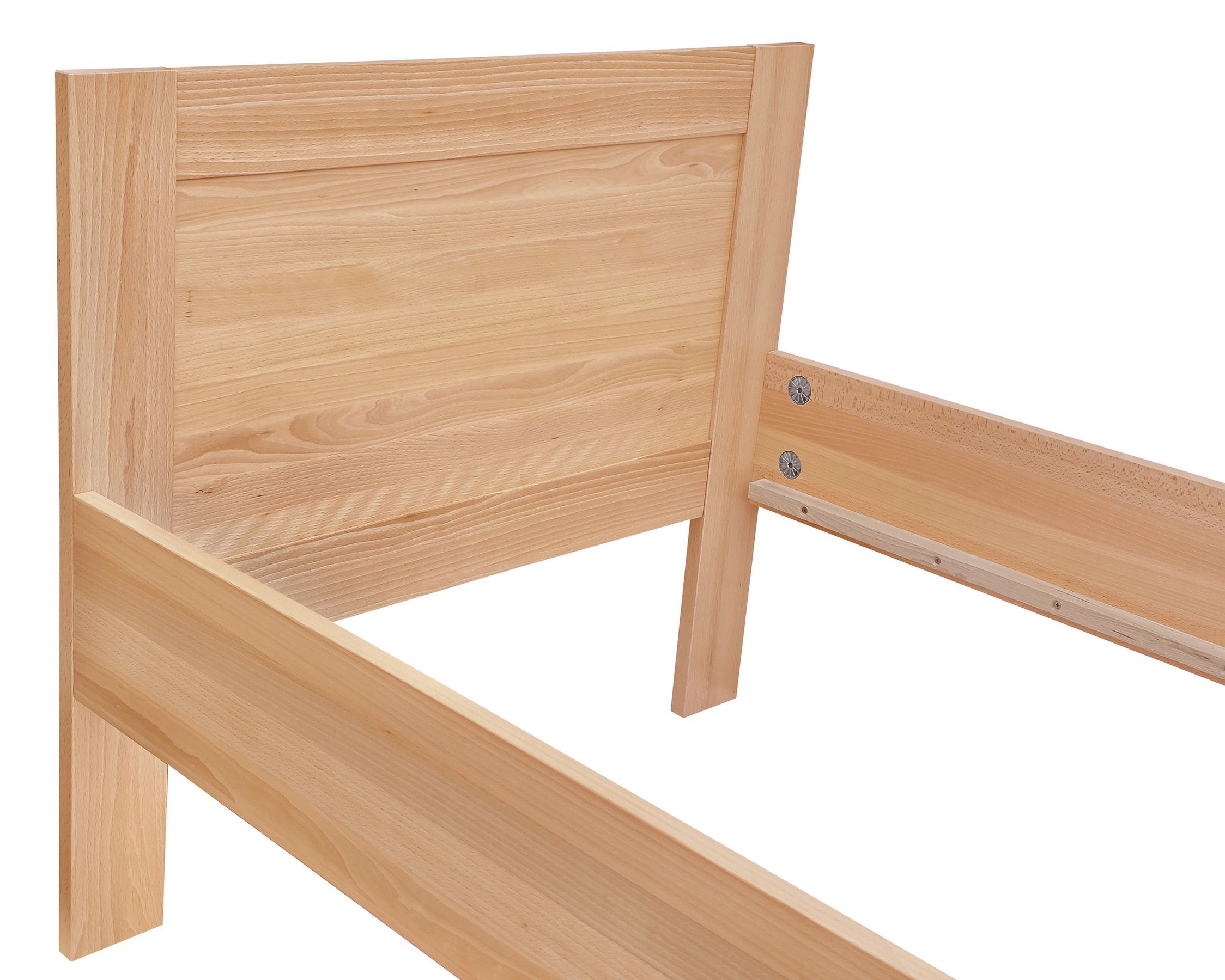 holz, bett, holm, holzbettrahmen, lattenrahmen, Einzelbett 100x200 robuste Buche