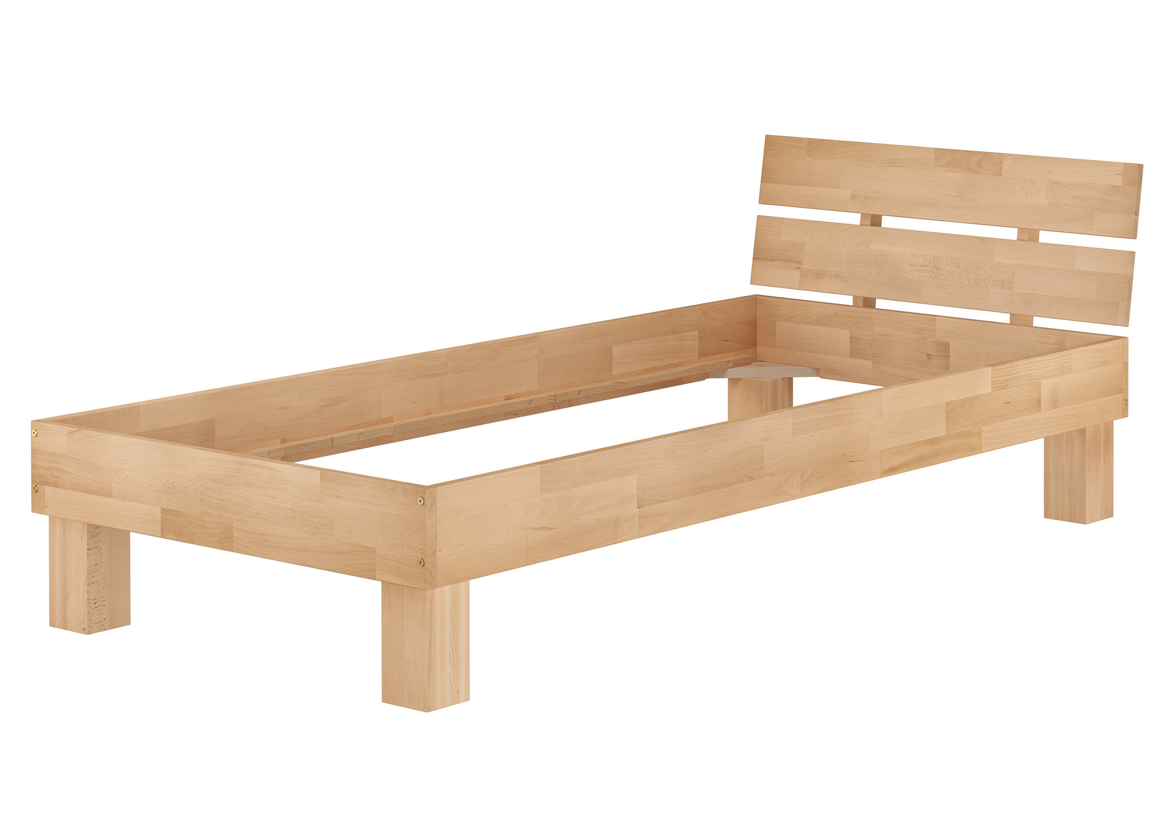 holzbett, bettrahmen, holz, einzelbett, bettgestell, Überlanges Futonbett 100x220 mit Kopflehne