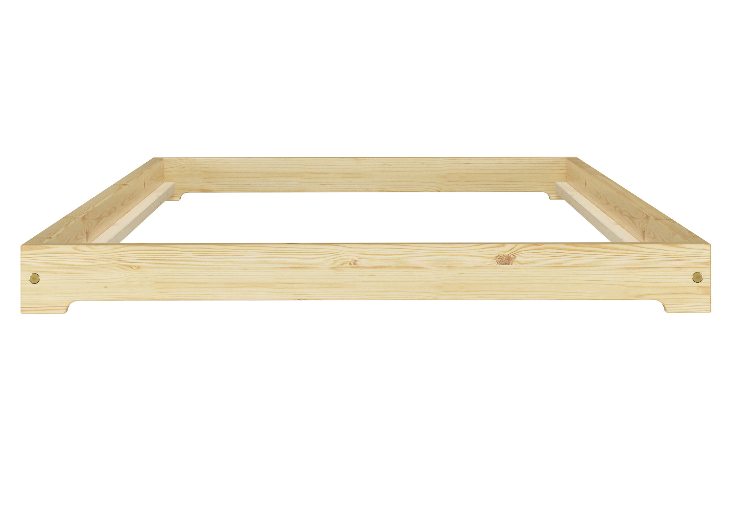 Holzrahmen, Bauholz, Konstruktion, Holzplatte, Rahmen, Vorderansicht Bettrahmen Niederflurbett Kiefer natur
