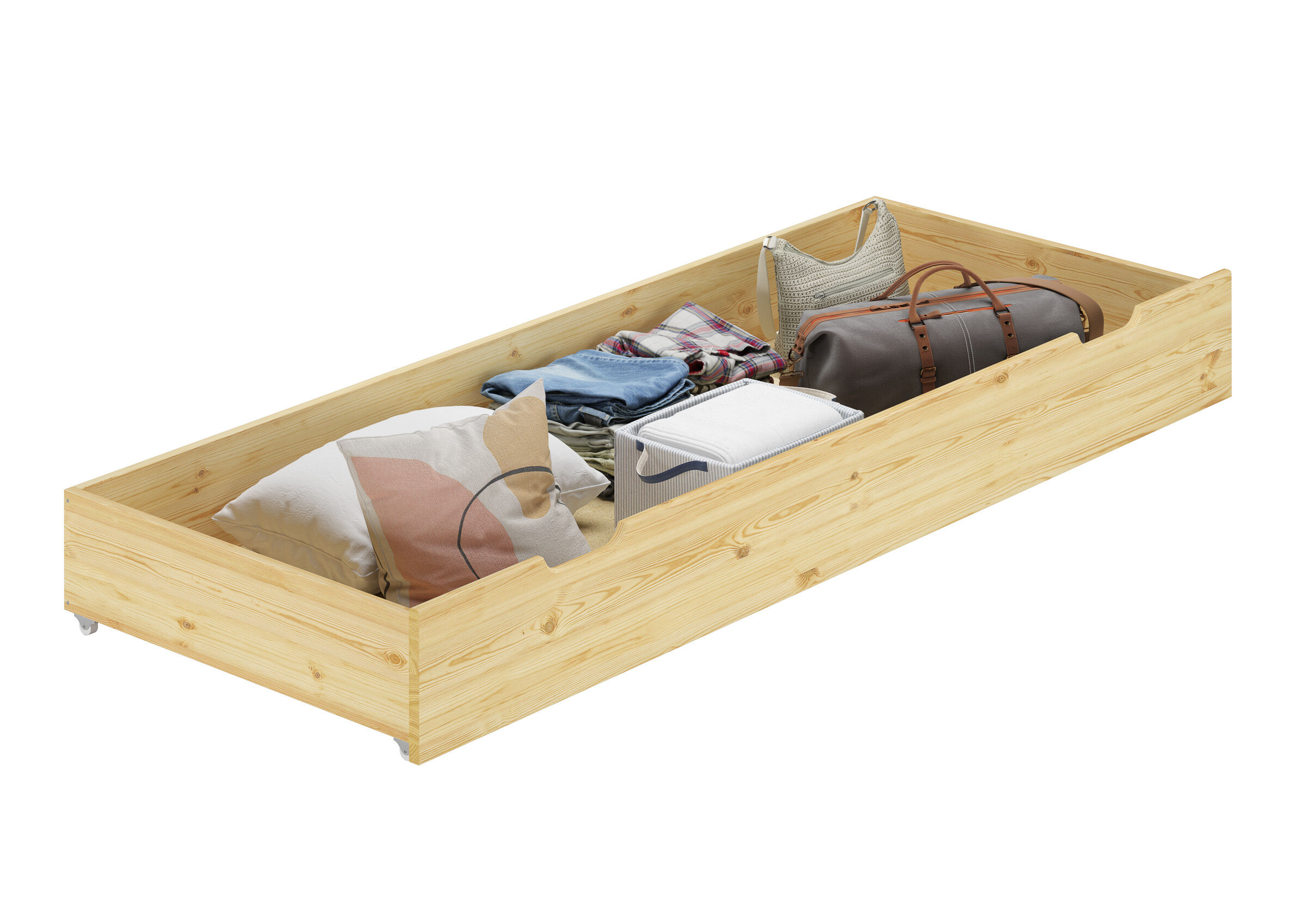 Holzbox, Aufbewahrung, Kofferraum-Organizer, Kiste, Lagerbox, Bettschublade Kiefer 80x200