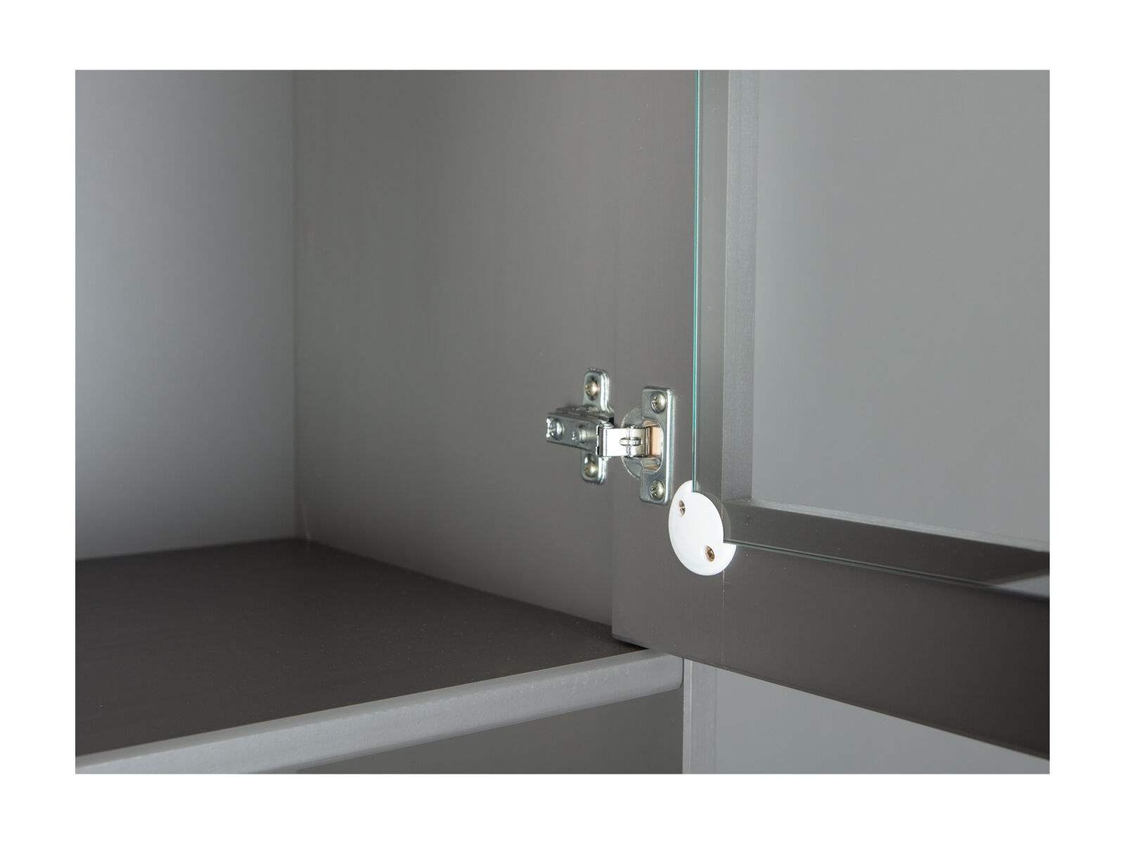 Küche, Schrank, Schrankbeschlag, Metallbeschlag, Grau, Beschlag im Detail