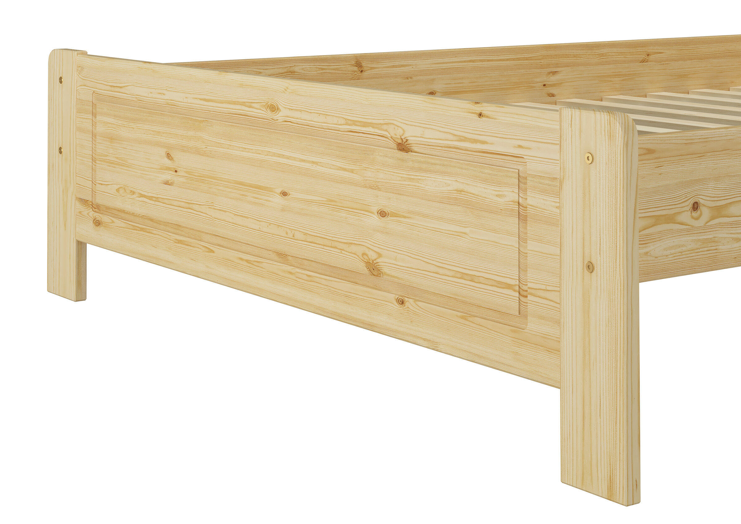 holzbettrahmen, holzbett, naturholz, lattenrostbereich, lattenrost, Detailbild Kiefer Fußteil