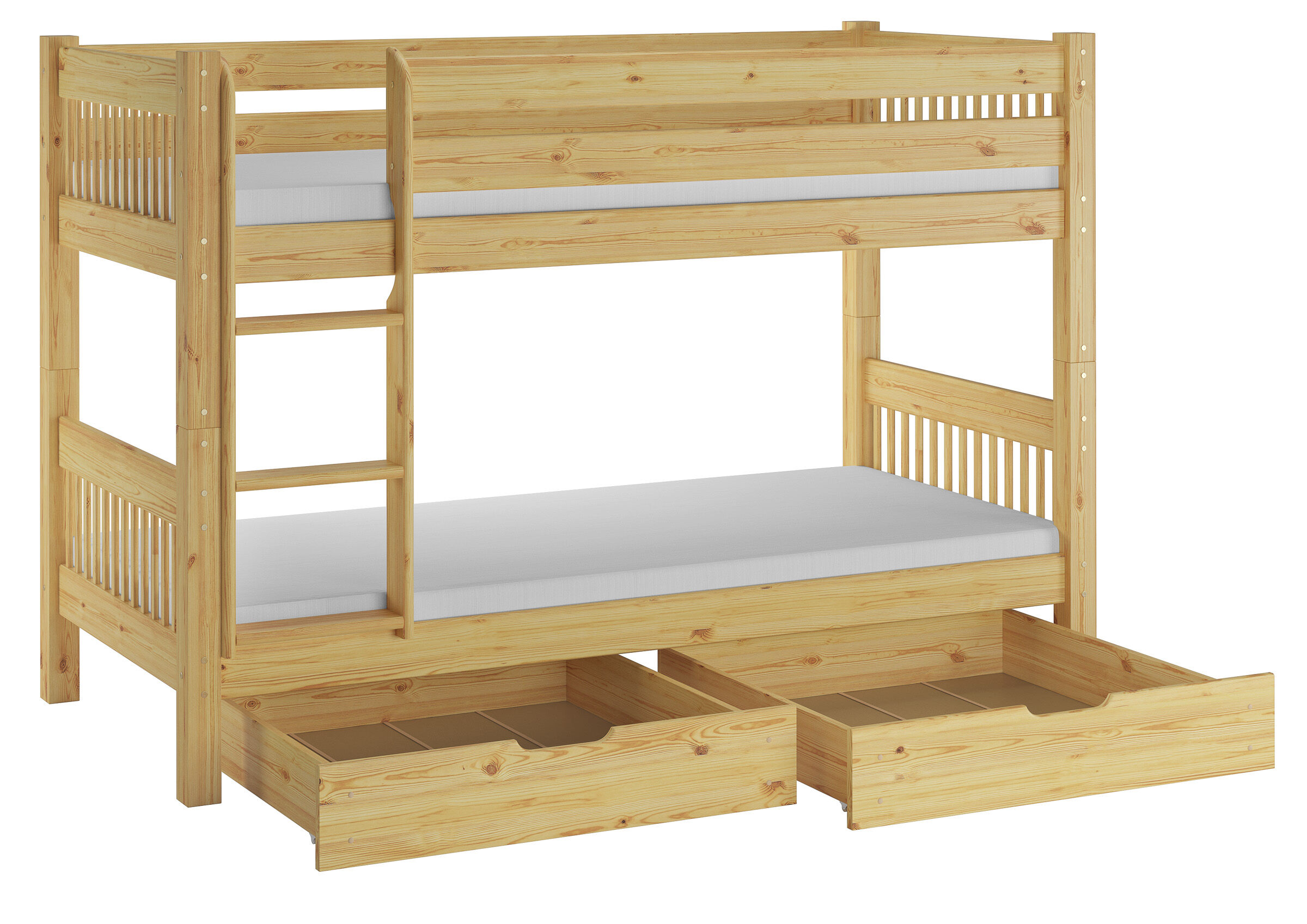 Kinderstockbett aus Massivholz mit wählbarem Zubehör, Liegefläche 90x200 V-60.12-09Ni70