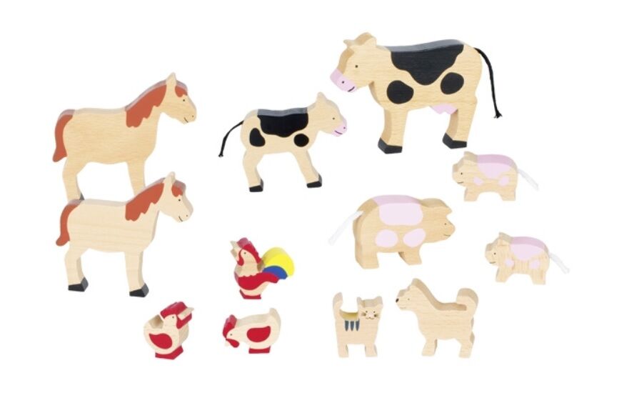 landwirtschaft, tierfiguren, holz, stapeltier, kälber, Holztiere des Bauernhofes