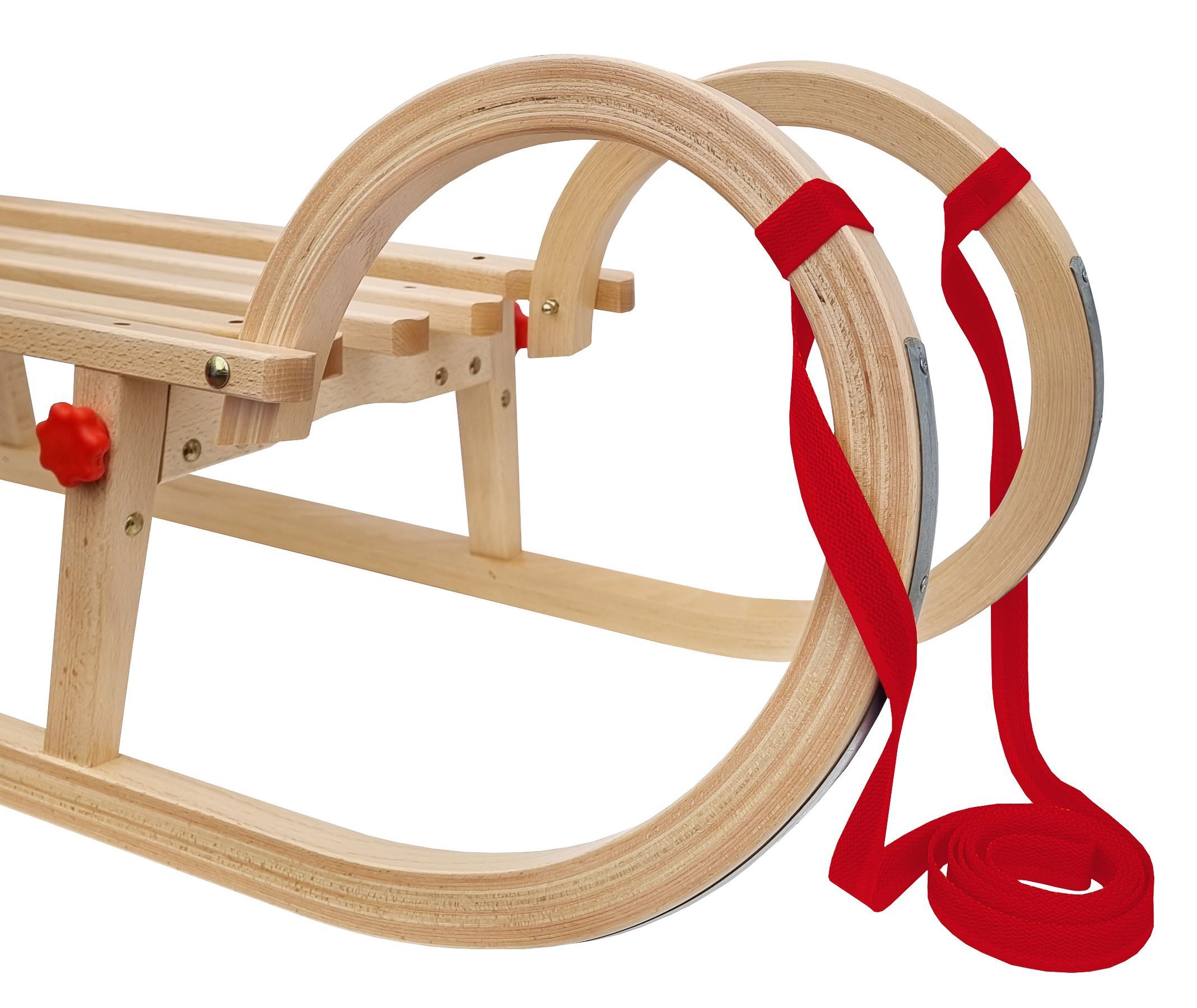 Schlitten aus Echtholz Hörnerschlitten Klappschlitten Rodelschlitten Rodel Schlitten aus Holz wählbares Zubehör V-21-095