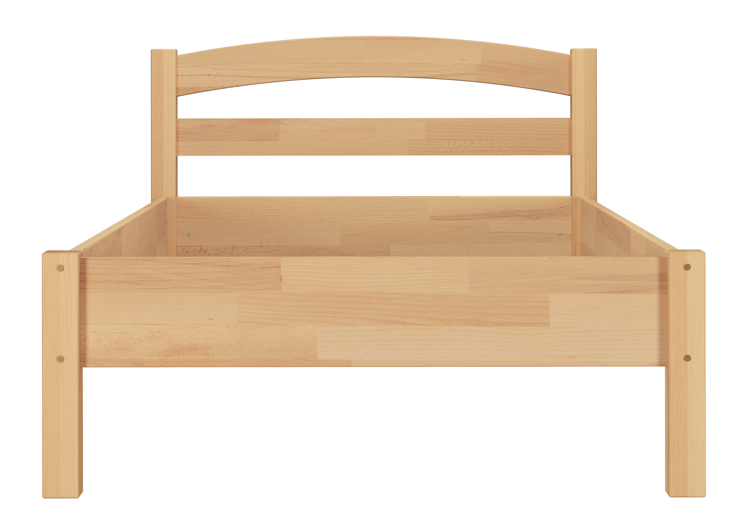 holzbett, sonnenbettt, holzbettrahmen, naturholz, bettrand, 100 cm breites Einzelbett