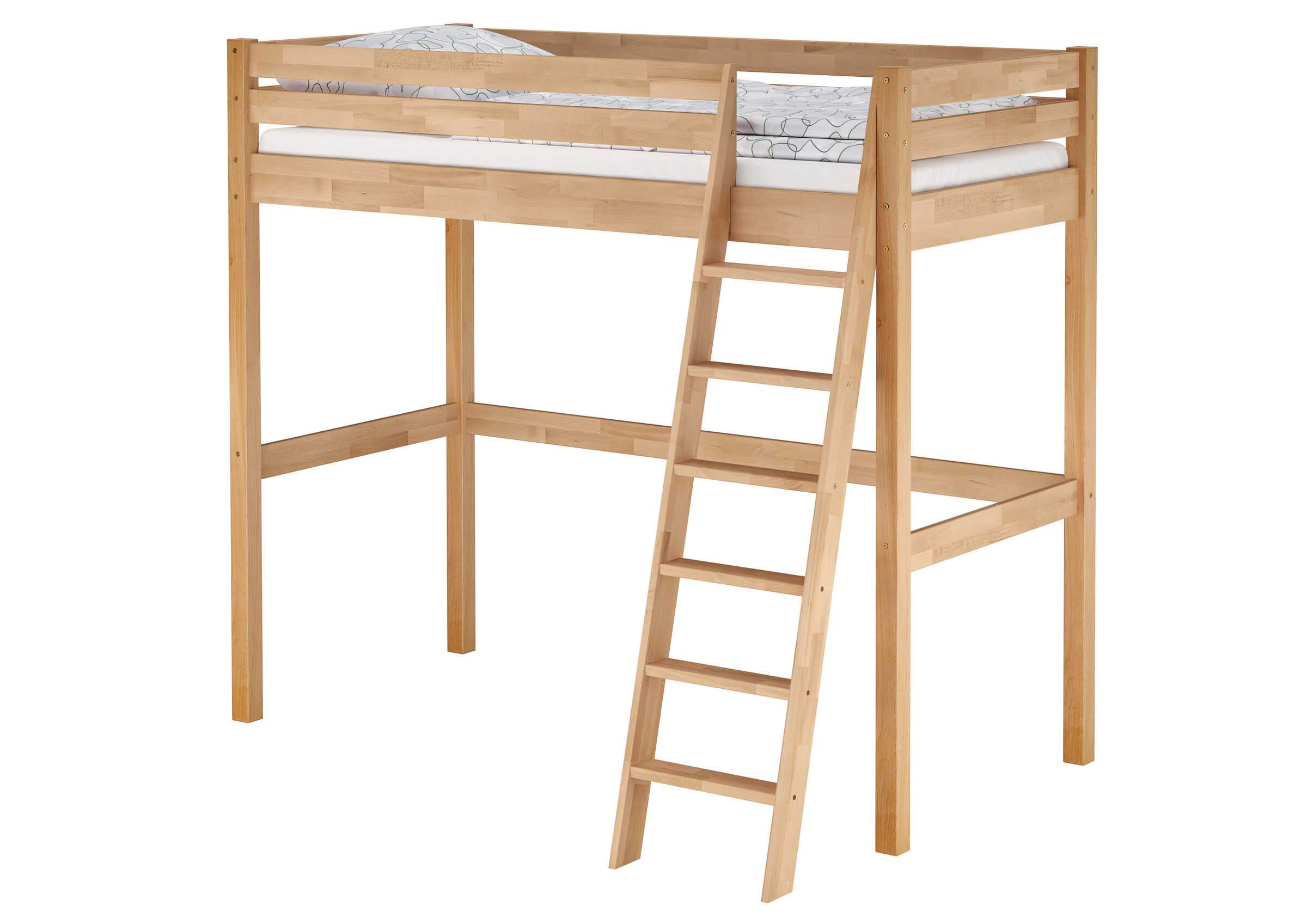 hochbett, holz, naturholz, leiter, bettgestell,