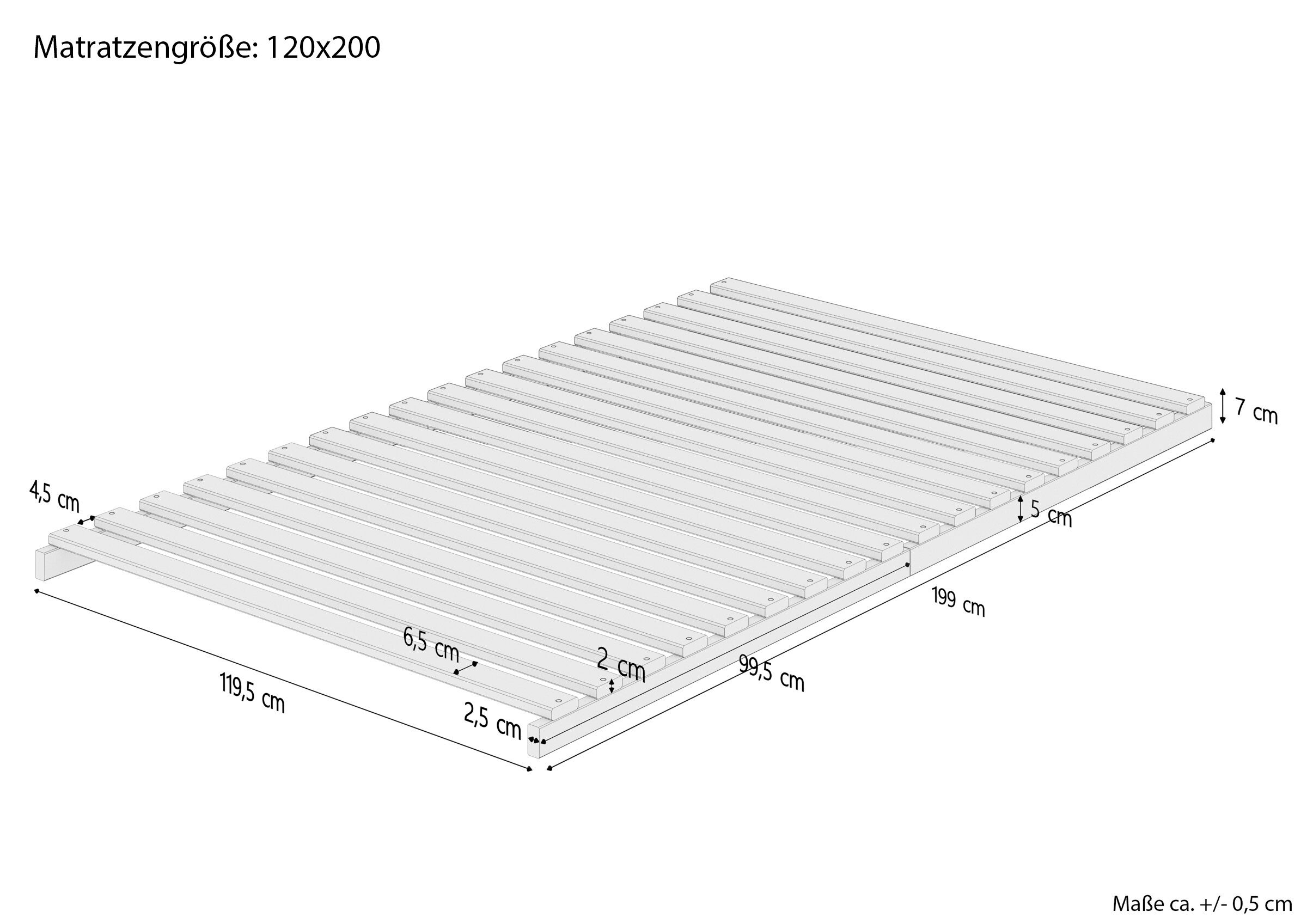 Diagramm, Handlung, Lattenrost aus Massivholz ohne Metall