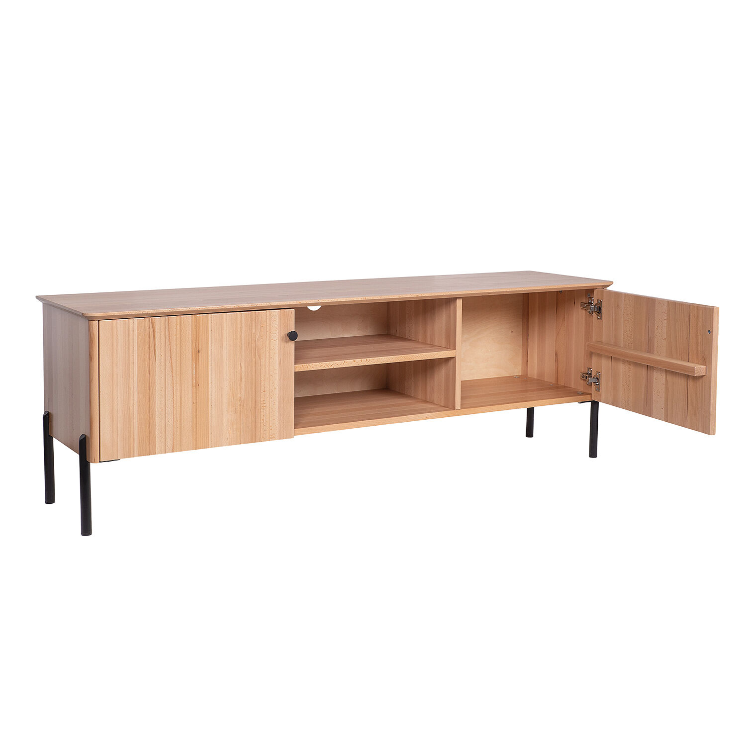 Fernsehschrank, Sideboard, Holzschrank, Eichenfurnier, Regalaufsatz, Modernes Lowboard 158 x 41 x 54 mit zwei Türen