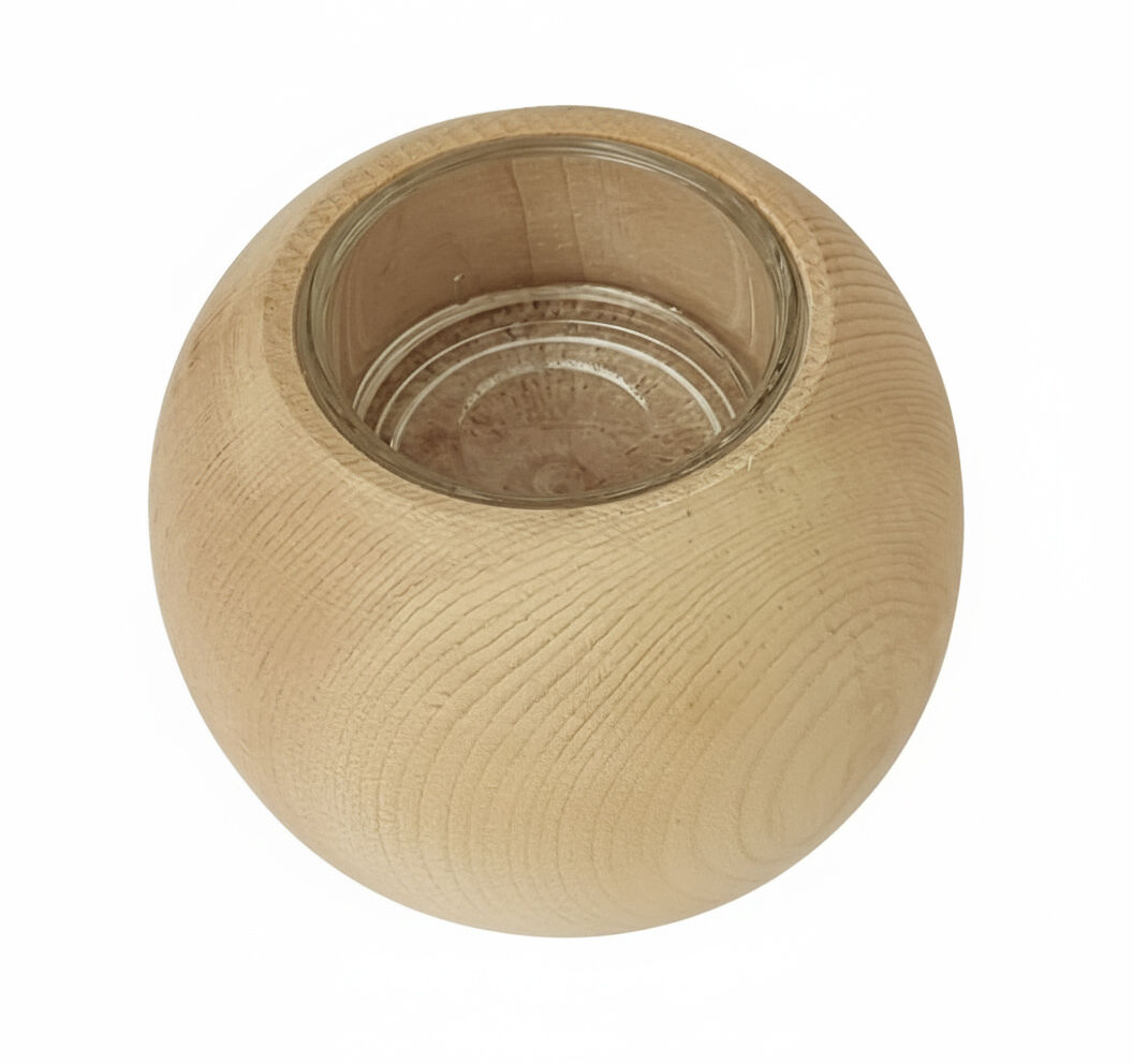 Holz, Vase, Kugel, Glasinnenseite, Holzvase, Kerzenlicht Zirbenkugel