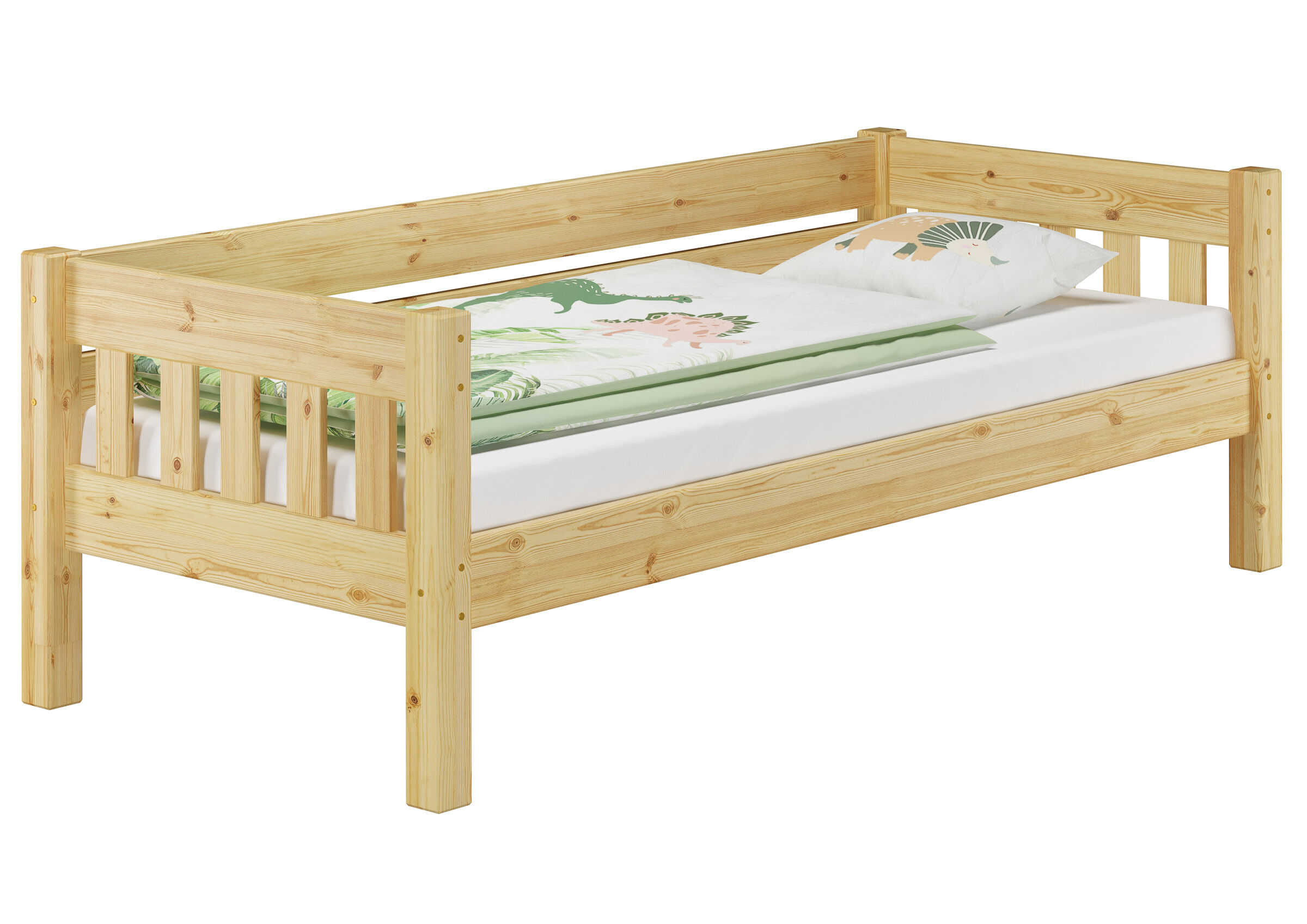 Holzbett, Kinderbett, Holzrahmen, Lattenrost, Matraze, Sofabett Kiefer natur