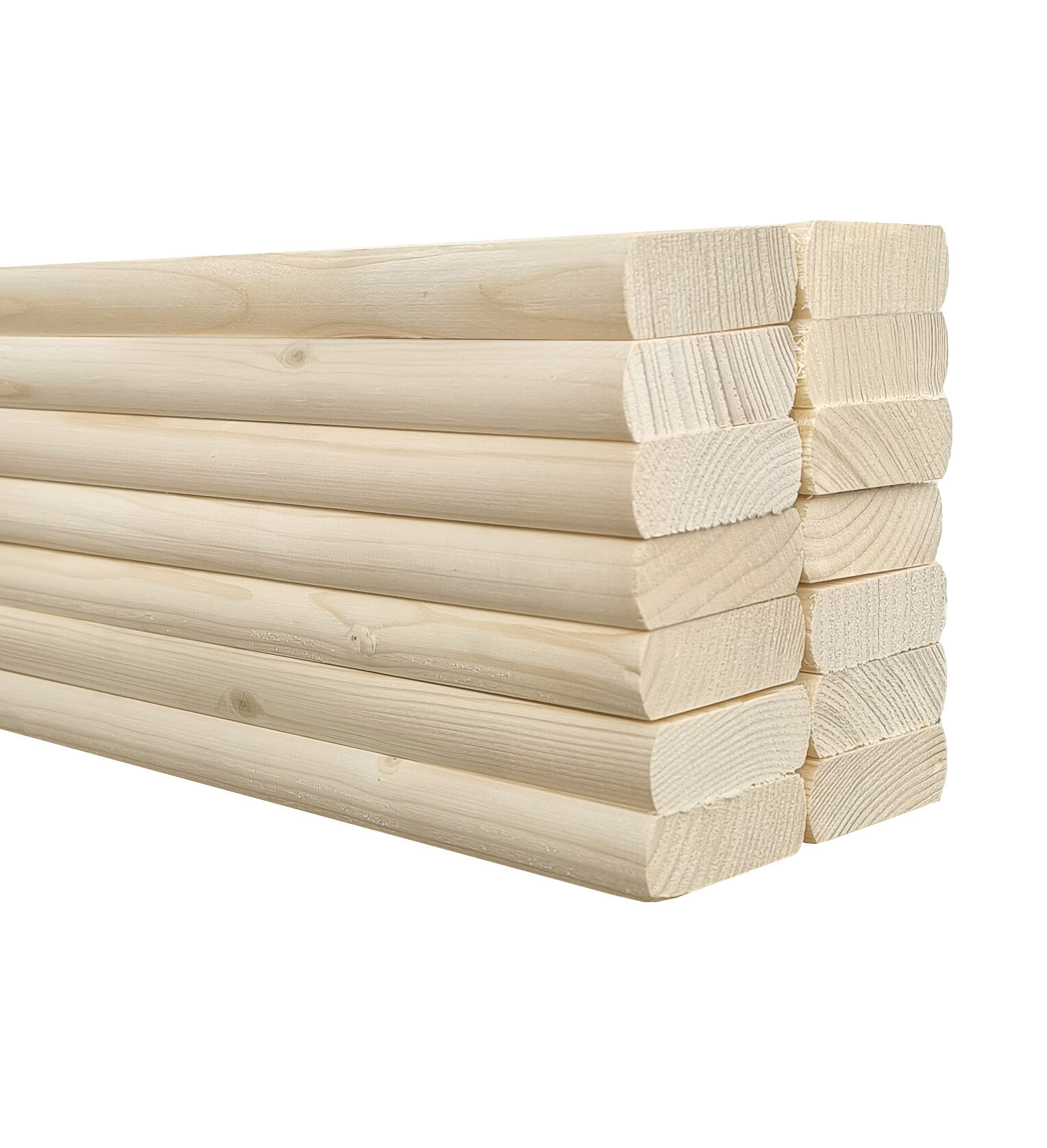 Holzlatten, Holzbalken, Naturholz, Holzstapel, Baumaterial, Detailbild des Rollrostes Fichte/Tanne